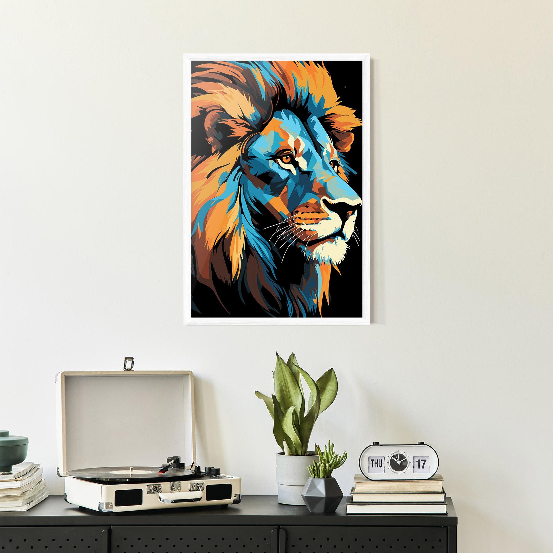 Plakat w Ramie Blue Yellow Lion mockup 2