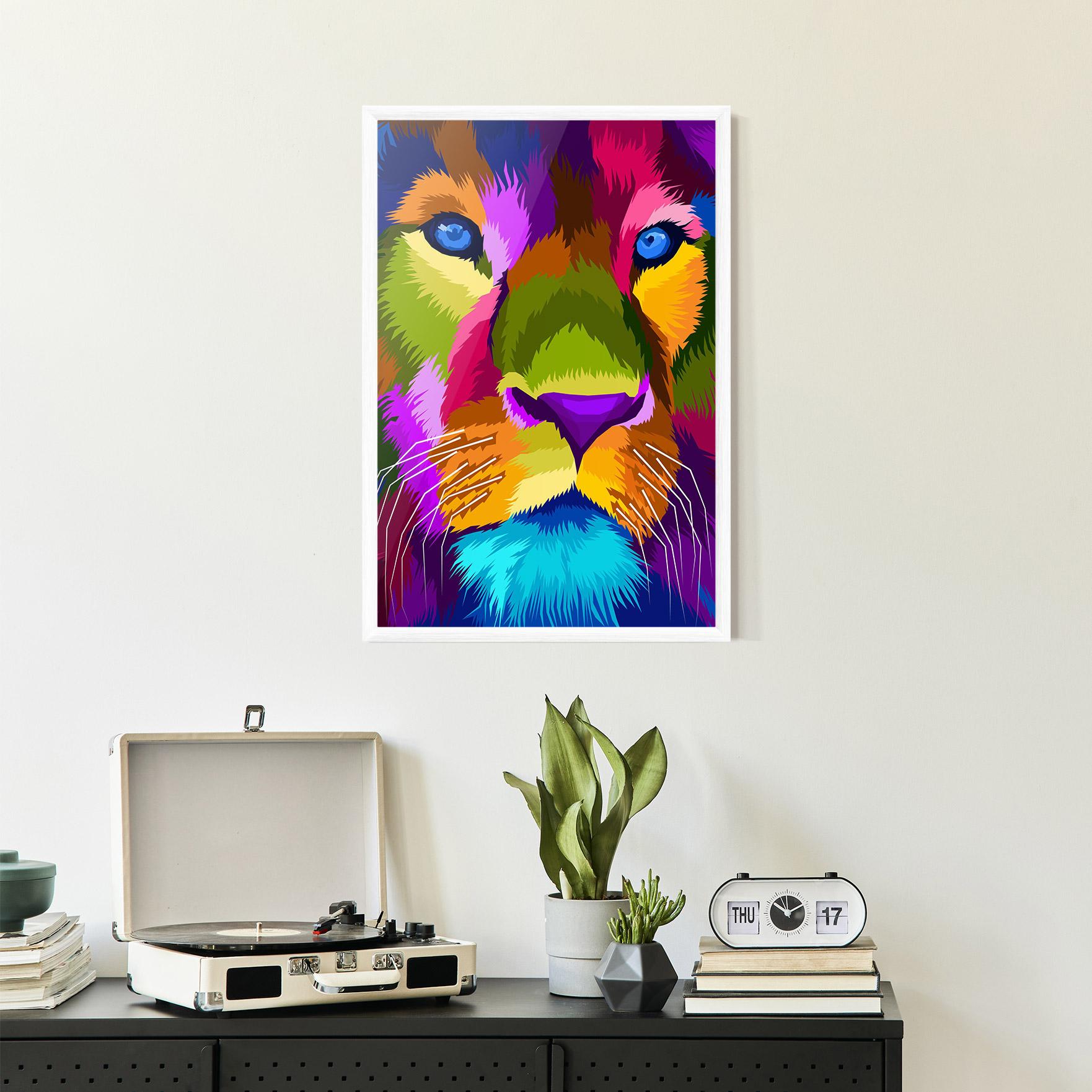 Plakat w Ramie Color Lion Close Up mockup 2