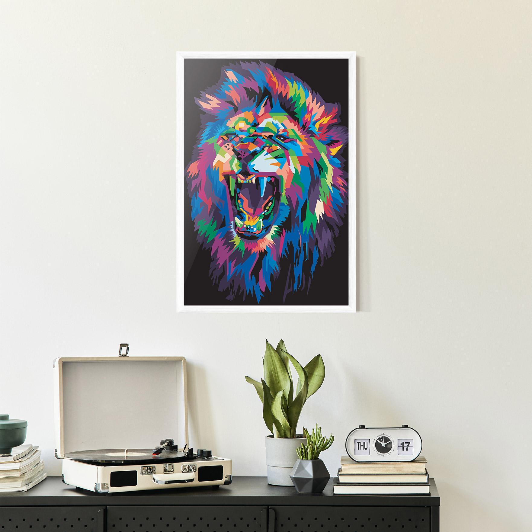 Plakat w Ramie Colorful Lion Head mockup 2
