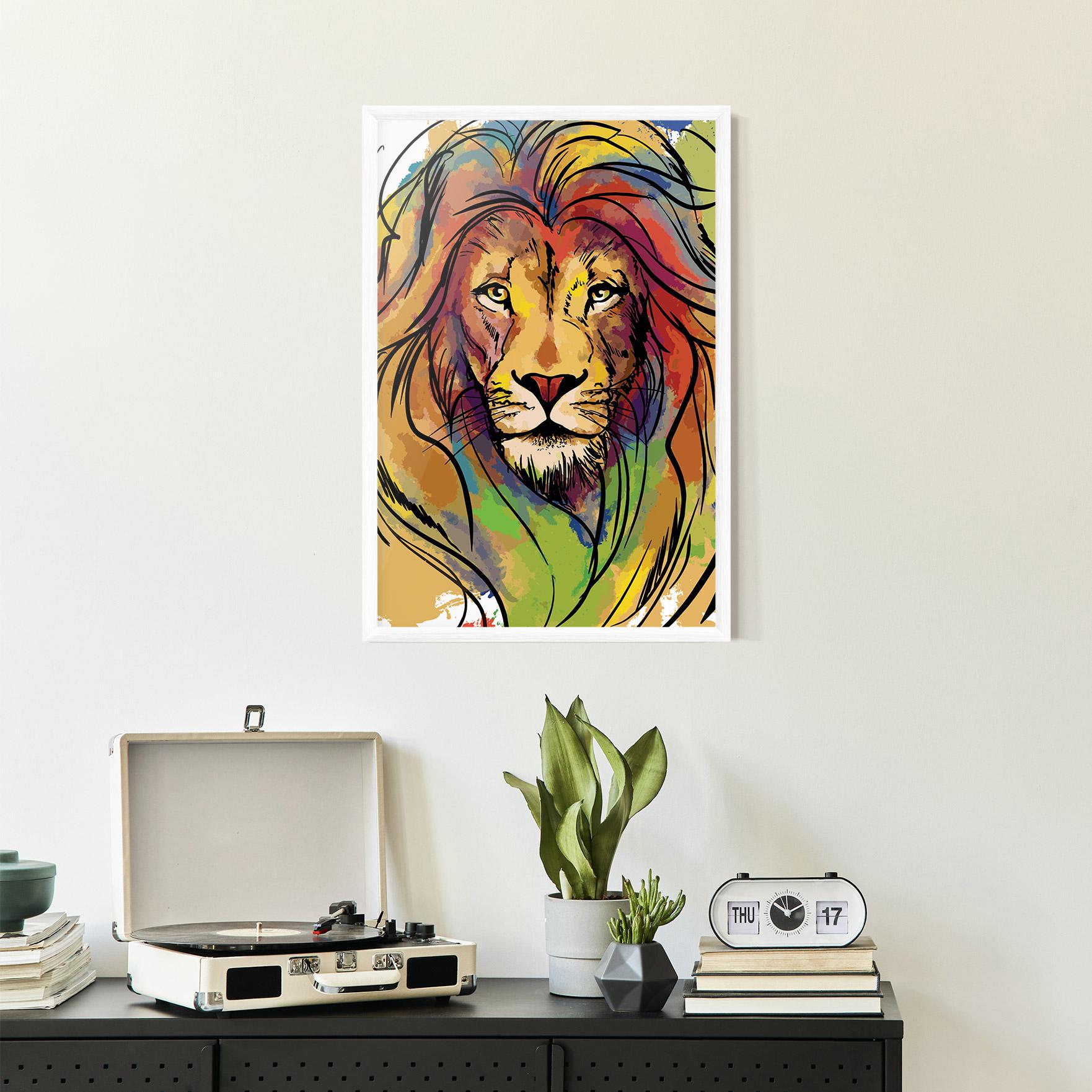Plakat w Ramie Drawn Lion mockup 2