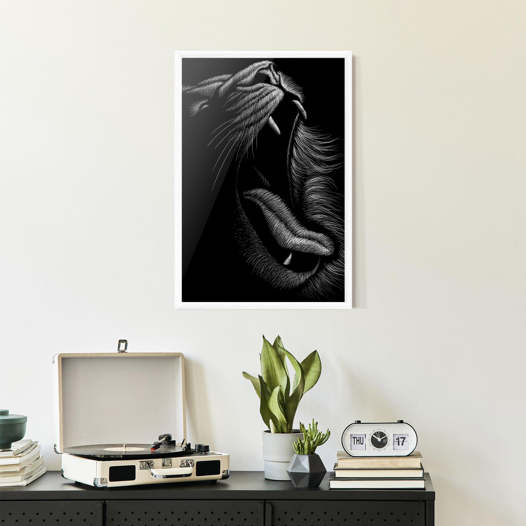Plakat w Ramie Lion Bite Line mockup 2