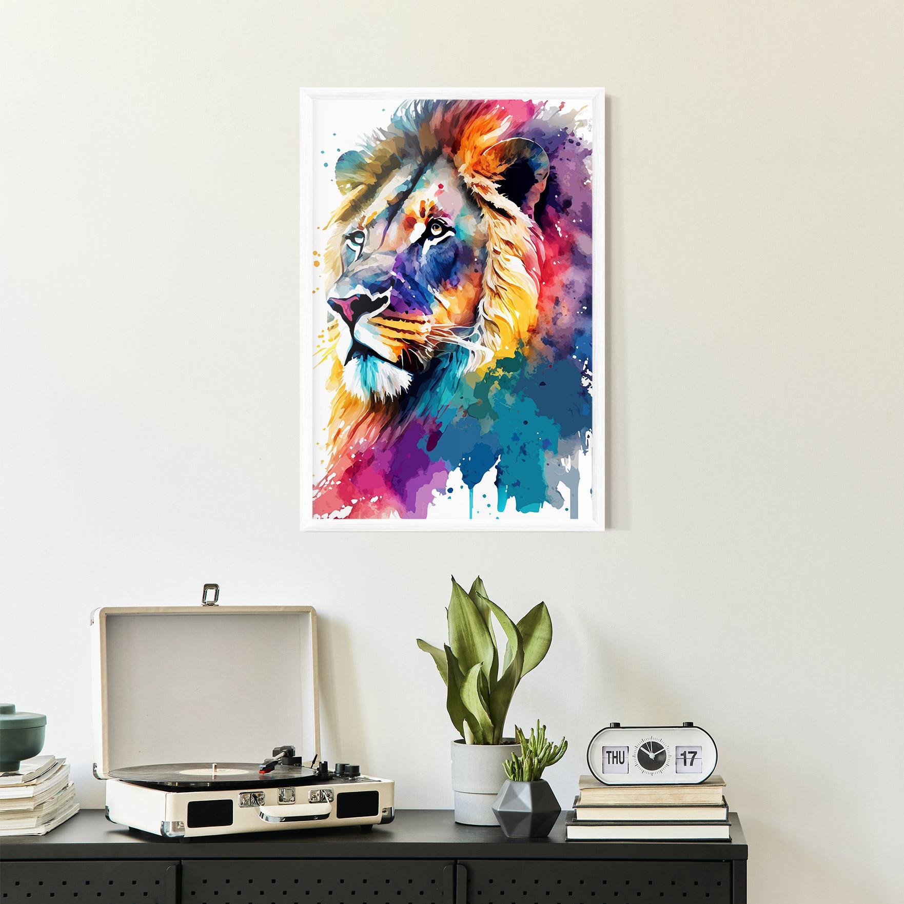 Plakat w Ramie Vibrant Color Lion mockup 2