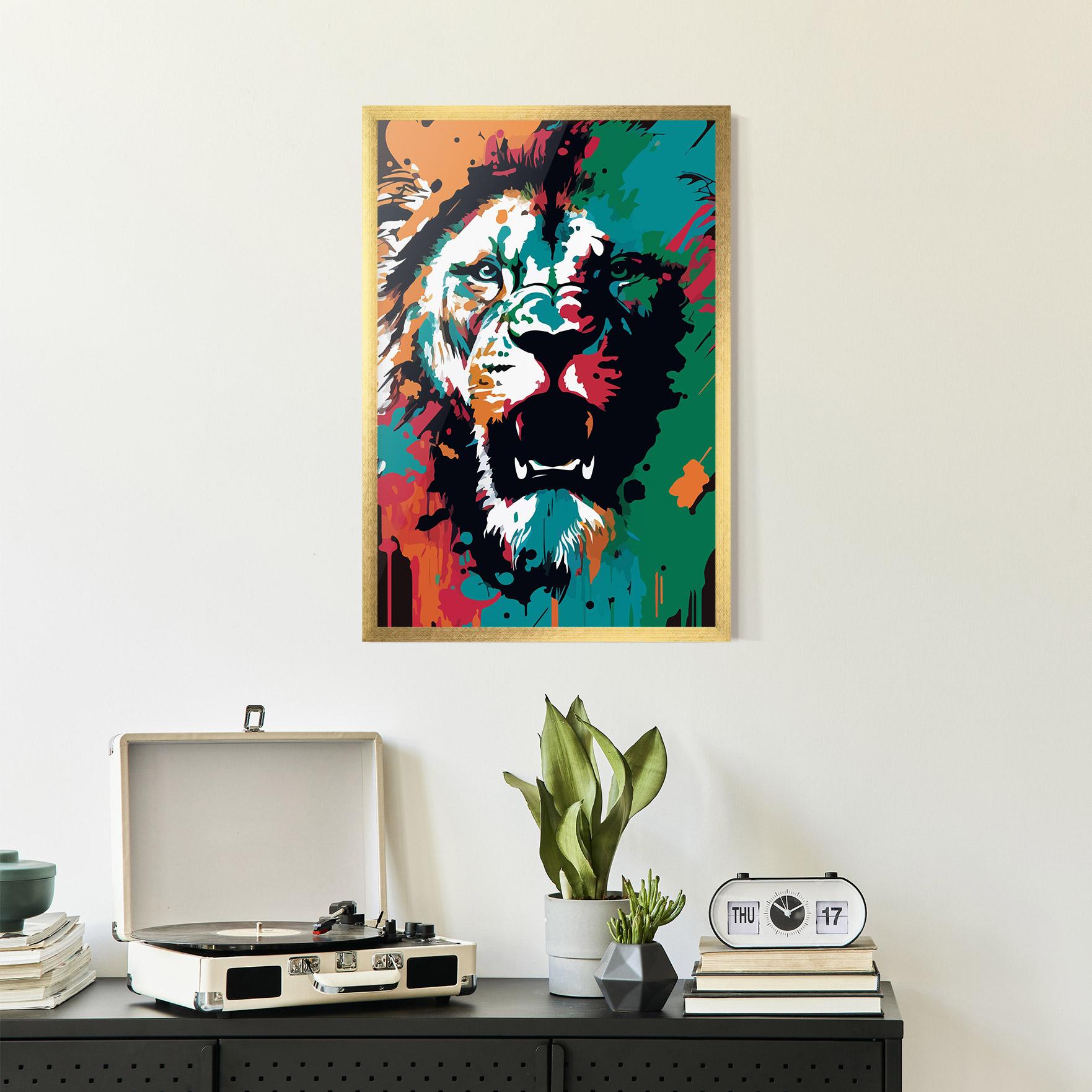 Plakat w Ramie Blue Green Lion mockup 2