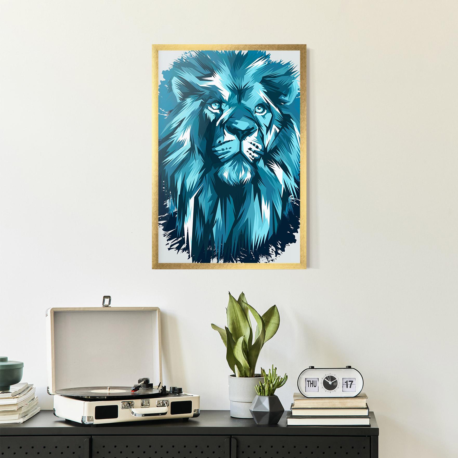 Plakat w Ramie Blue Lion Head mockup 2