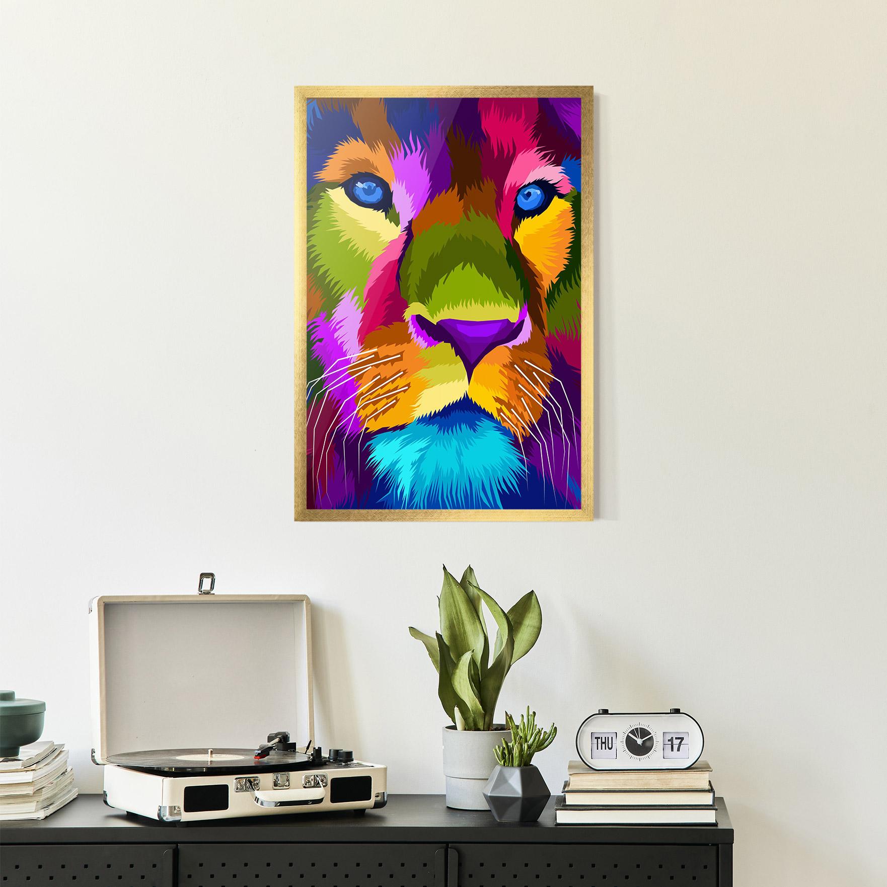 Plakat w Ramie Color Lion Close Up mockup 2