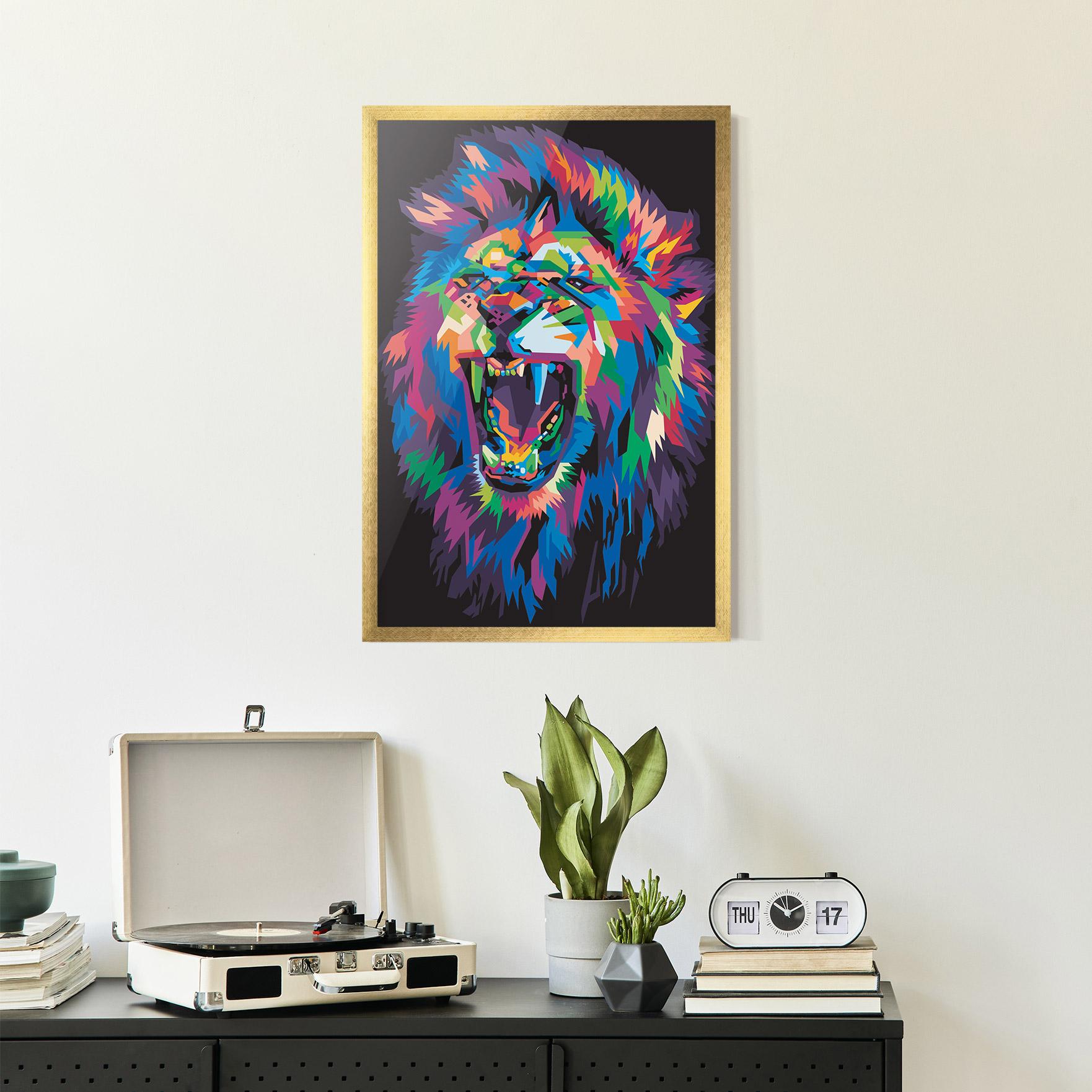 Plakat w Ramie Colorful Lion Head mockup 2
