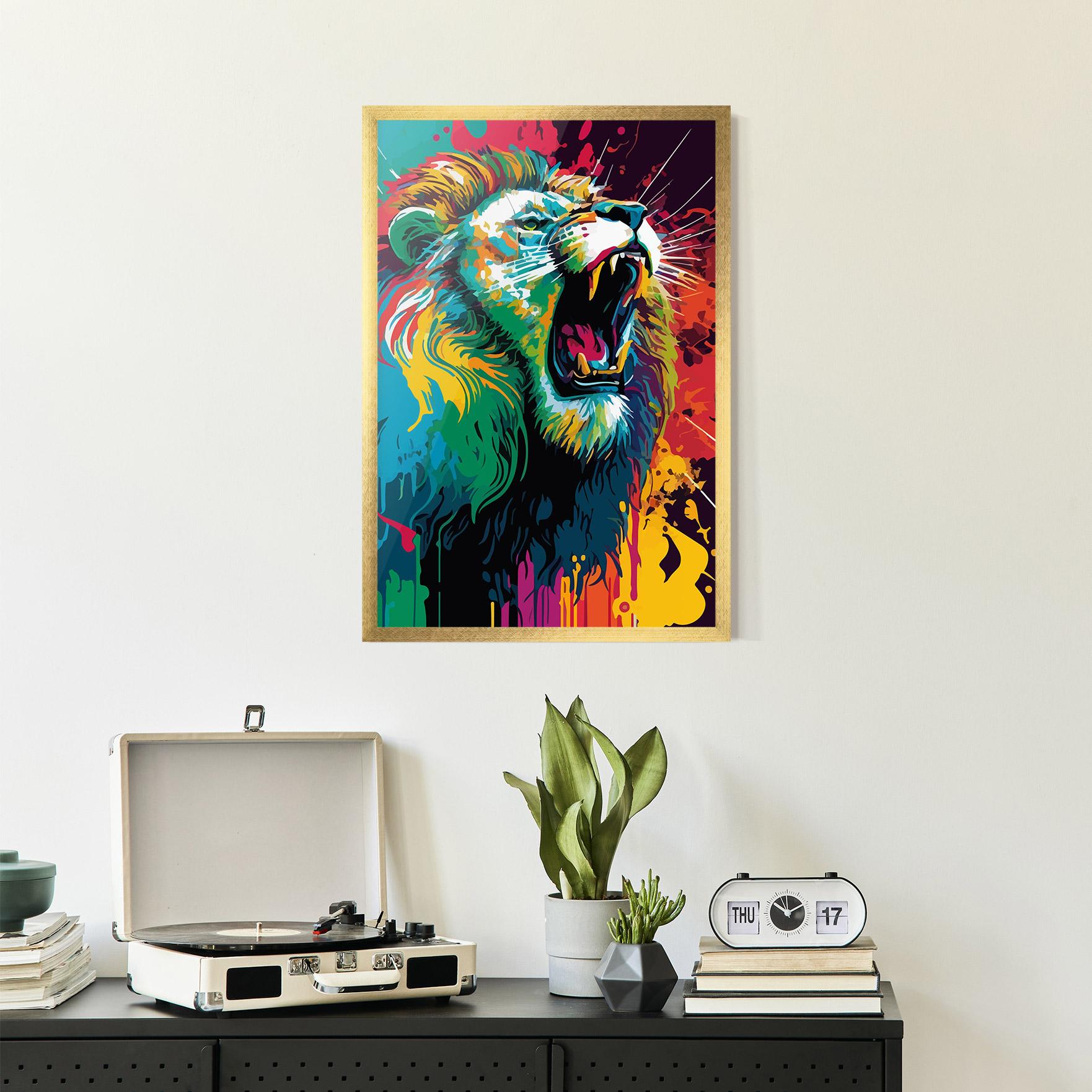 Plakat w Ramie Lion Splash mockup 2