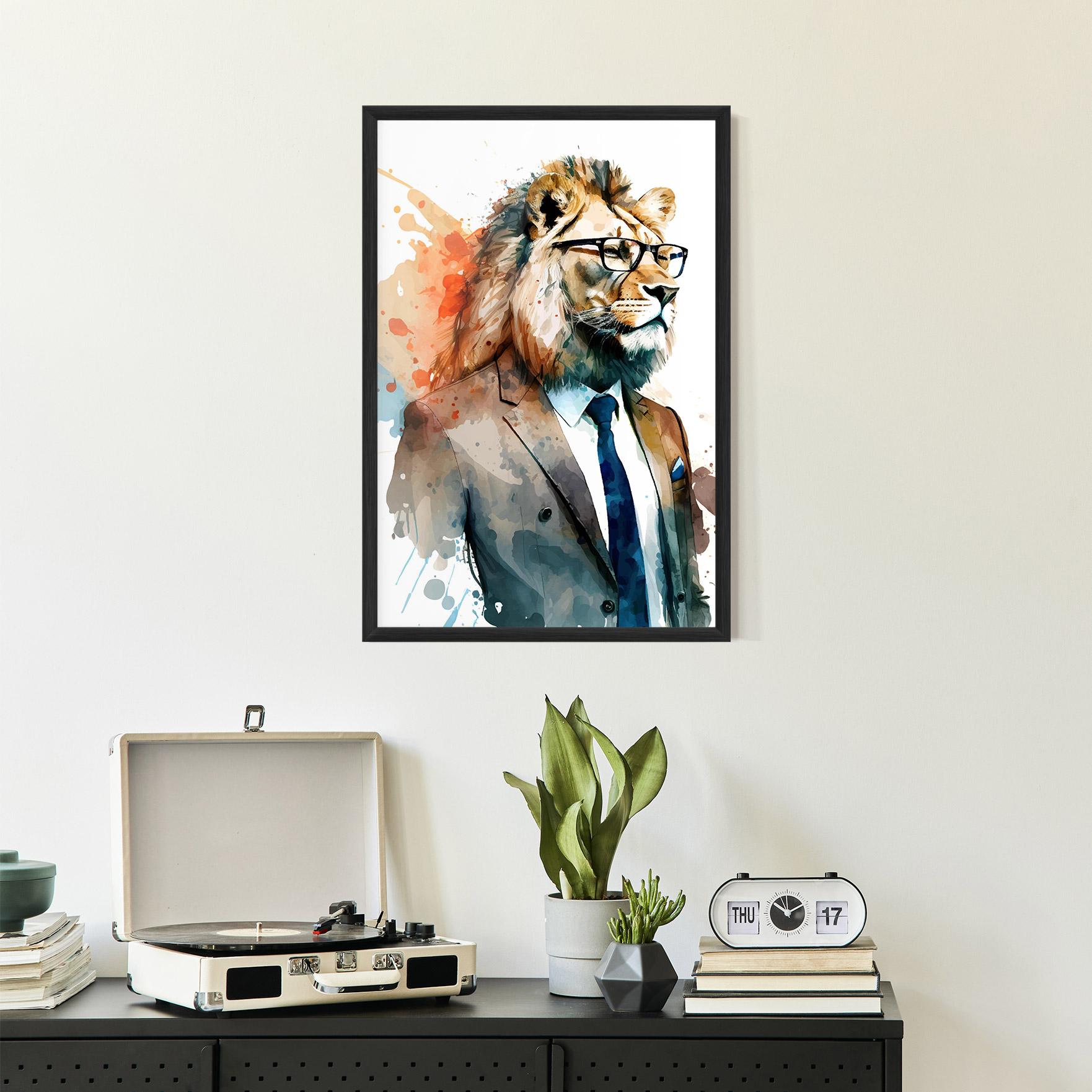 Plakat w Ramie Brown Suit Lion mockup 2