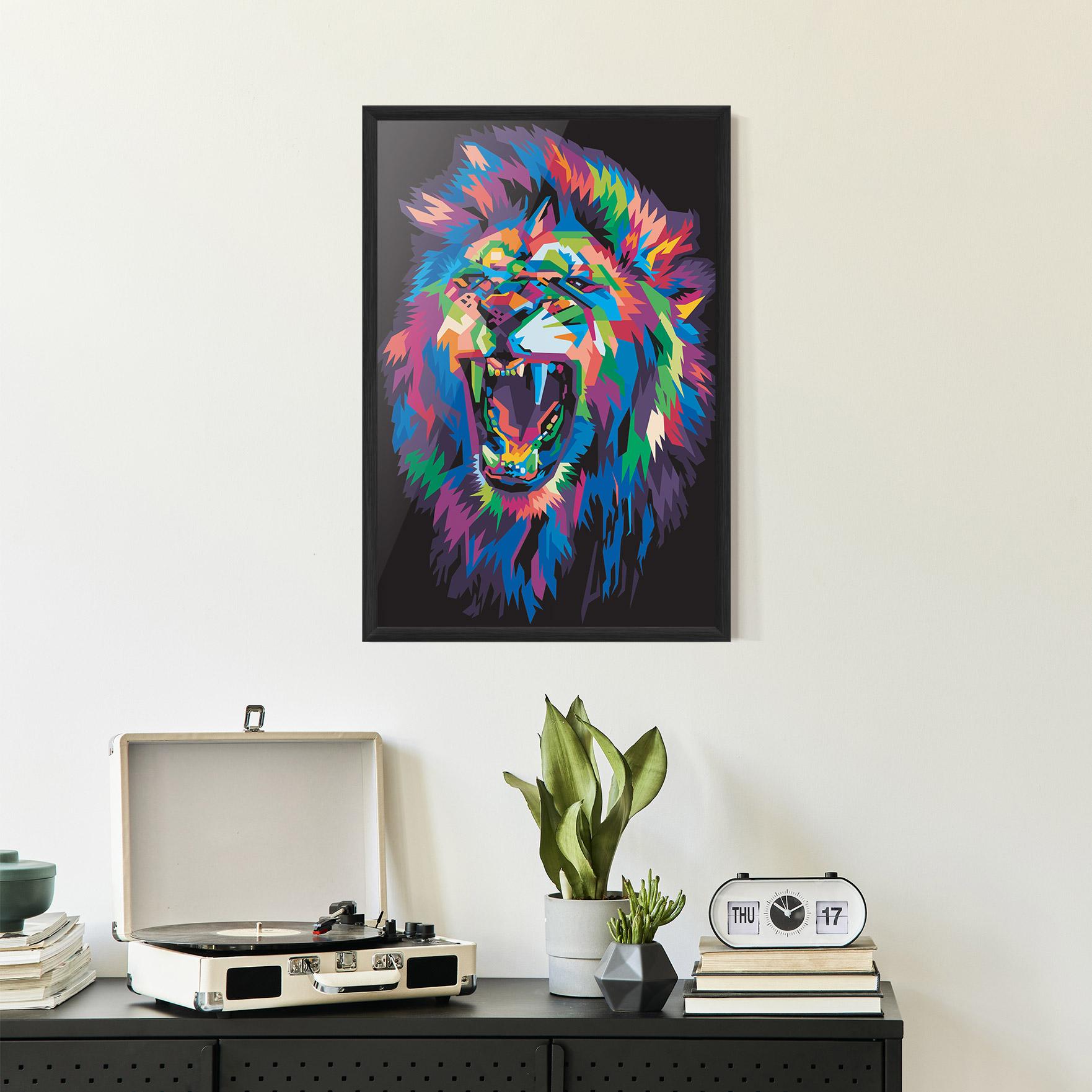 Plakat w Ramie Colorful Lion Head mockup 2