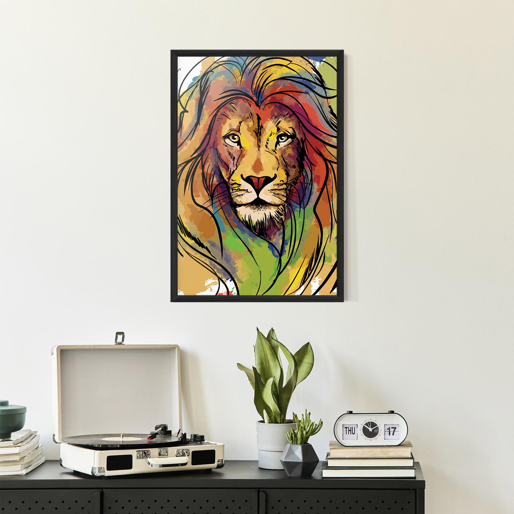 Plakat w Ramie Drawn Lion mockup 2