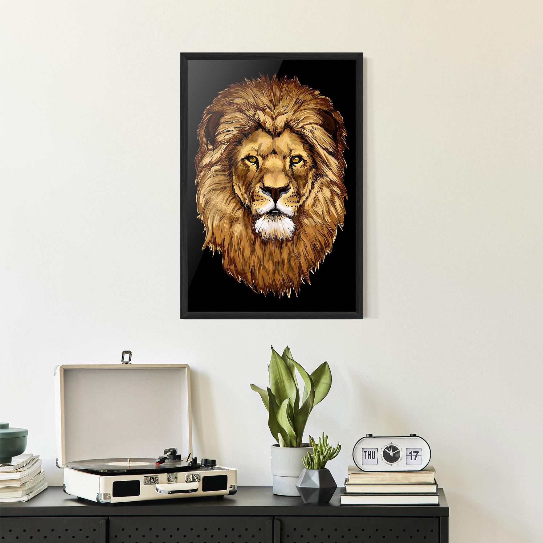 Plakat w Ramie Lion Head mockup 2