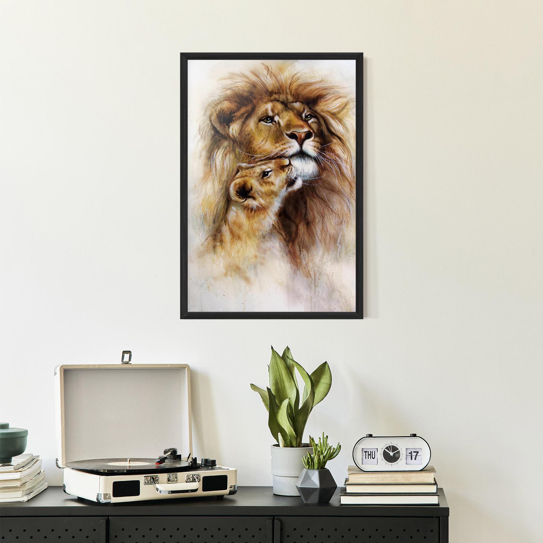 Plakat w Ramie Lion Love mockup 2