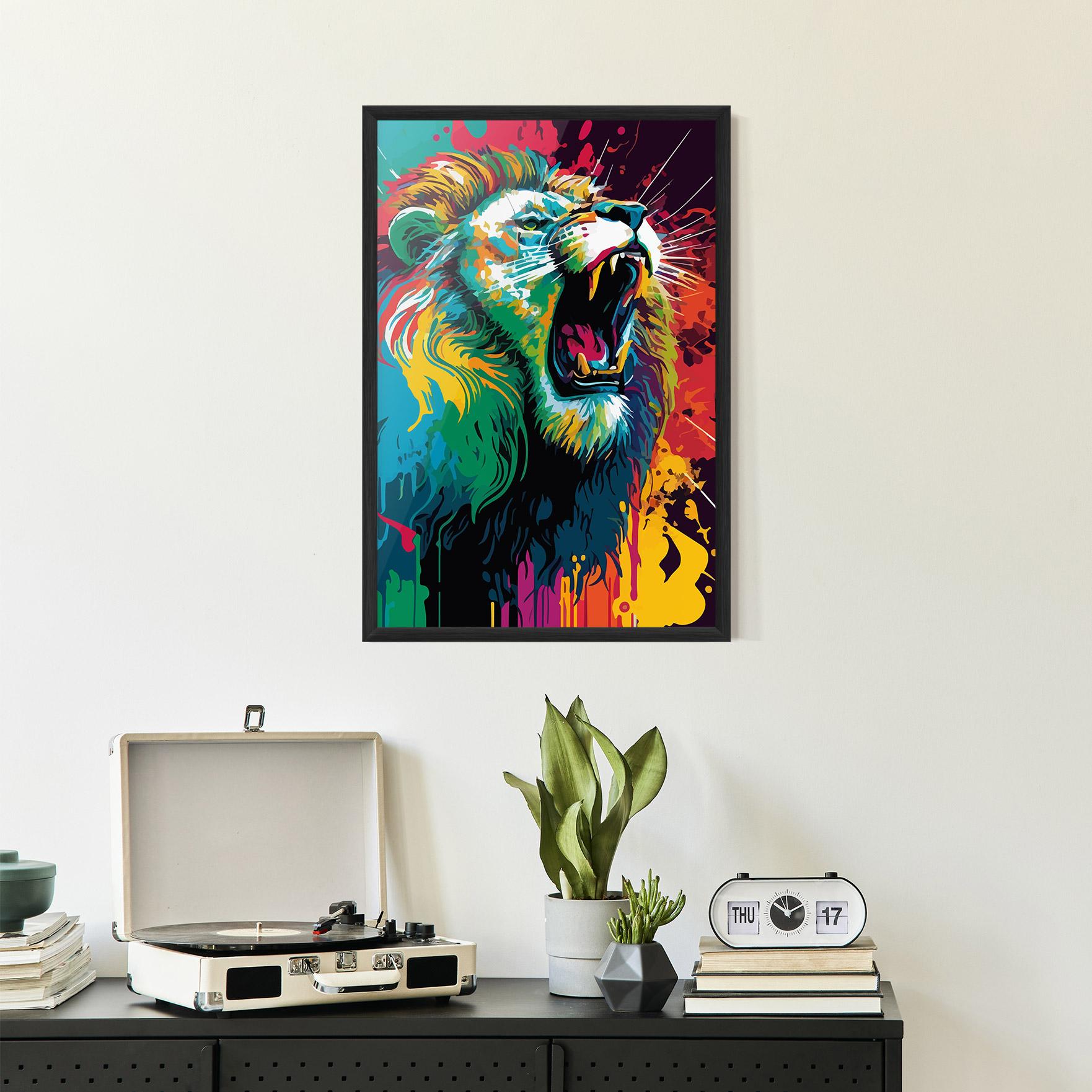 Plakat w Ramie Lion Splash mockup 2