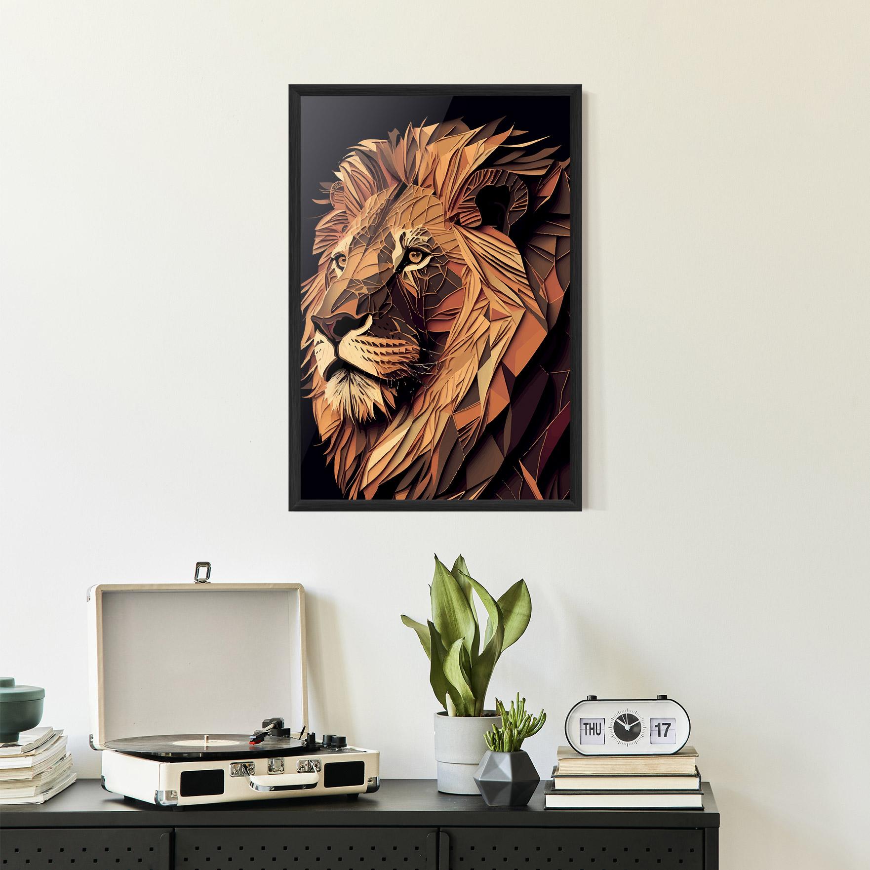 Plakat w Ramie Orange Mix Lion mockup 2