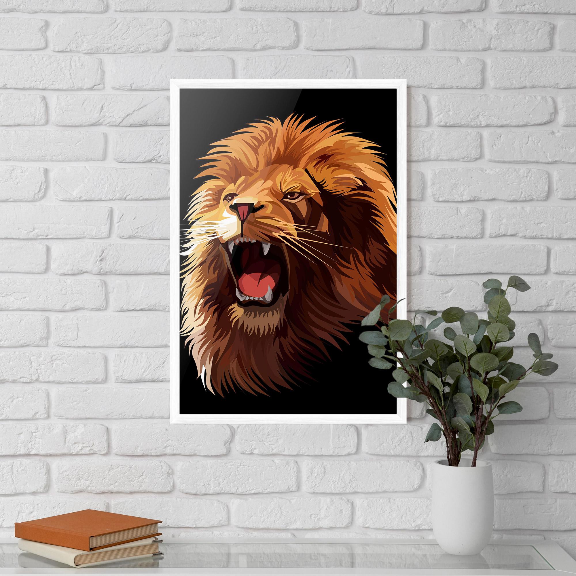 Plakat w Ramie Angry Lion Head mockup 5