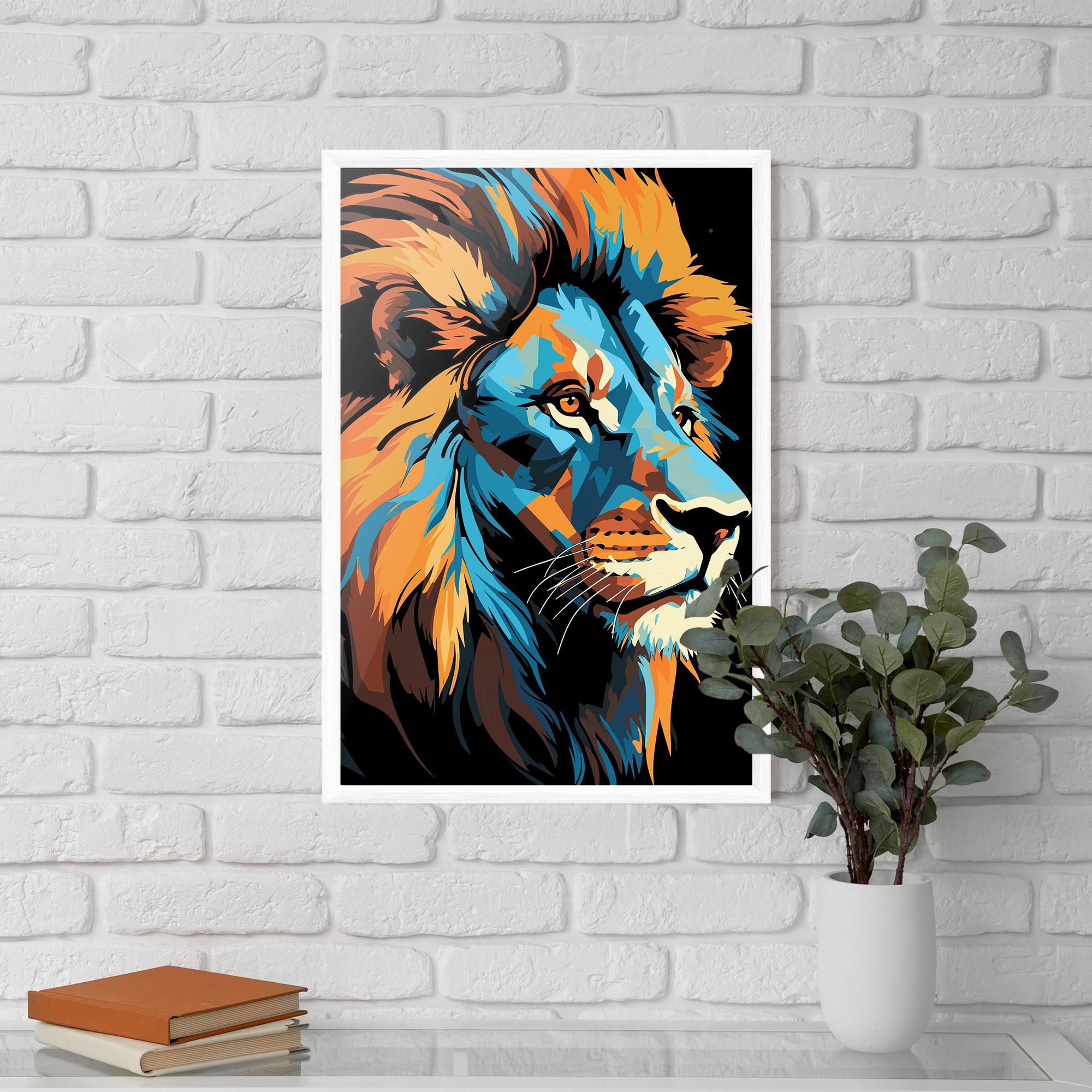Plakat w Ramie Blue Yellow Lion mockup 5