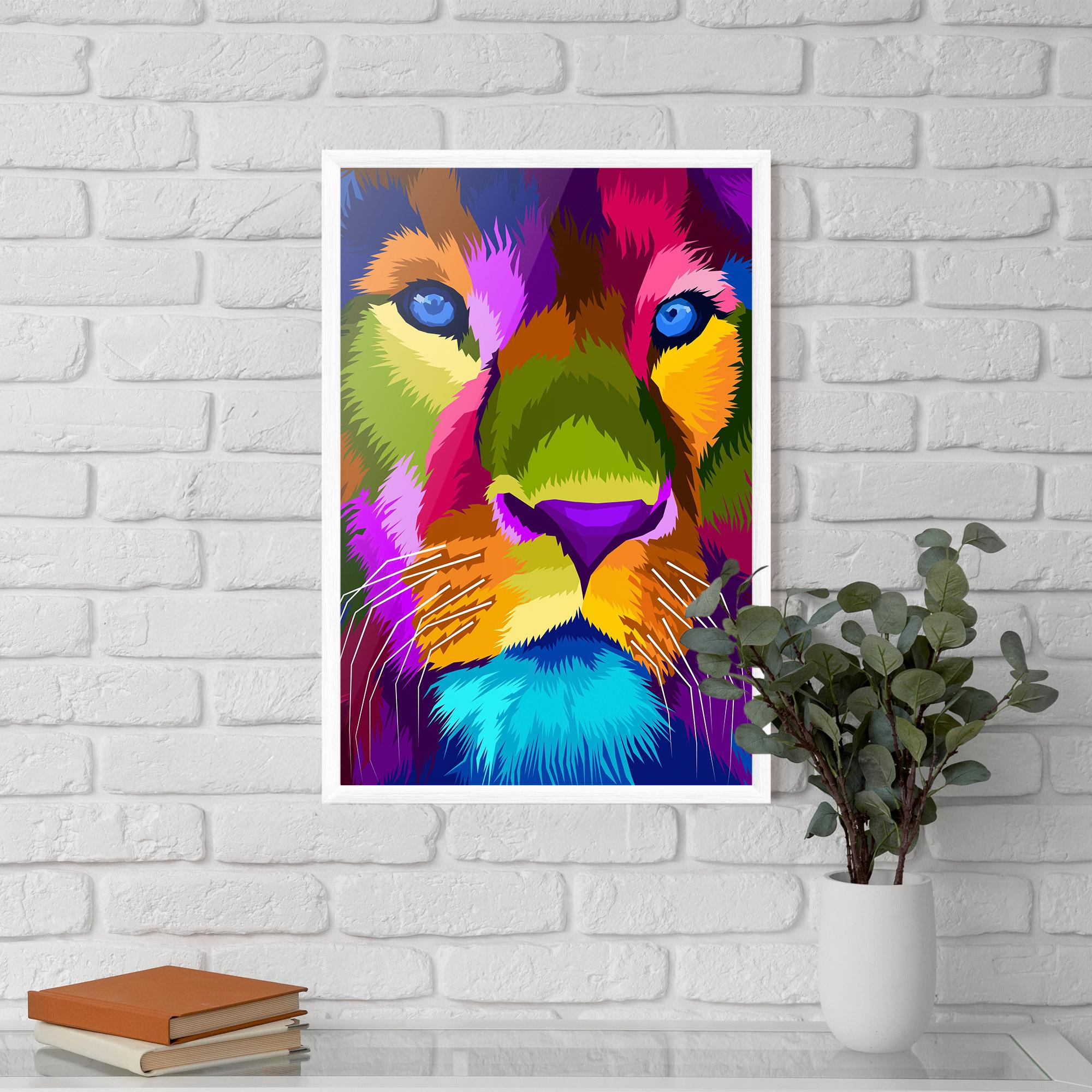 Plakat w Ramie Color Lion Close Up mockup 5