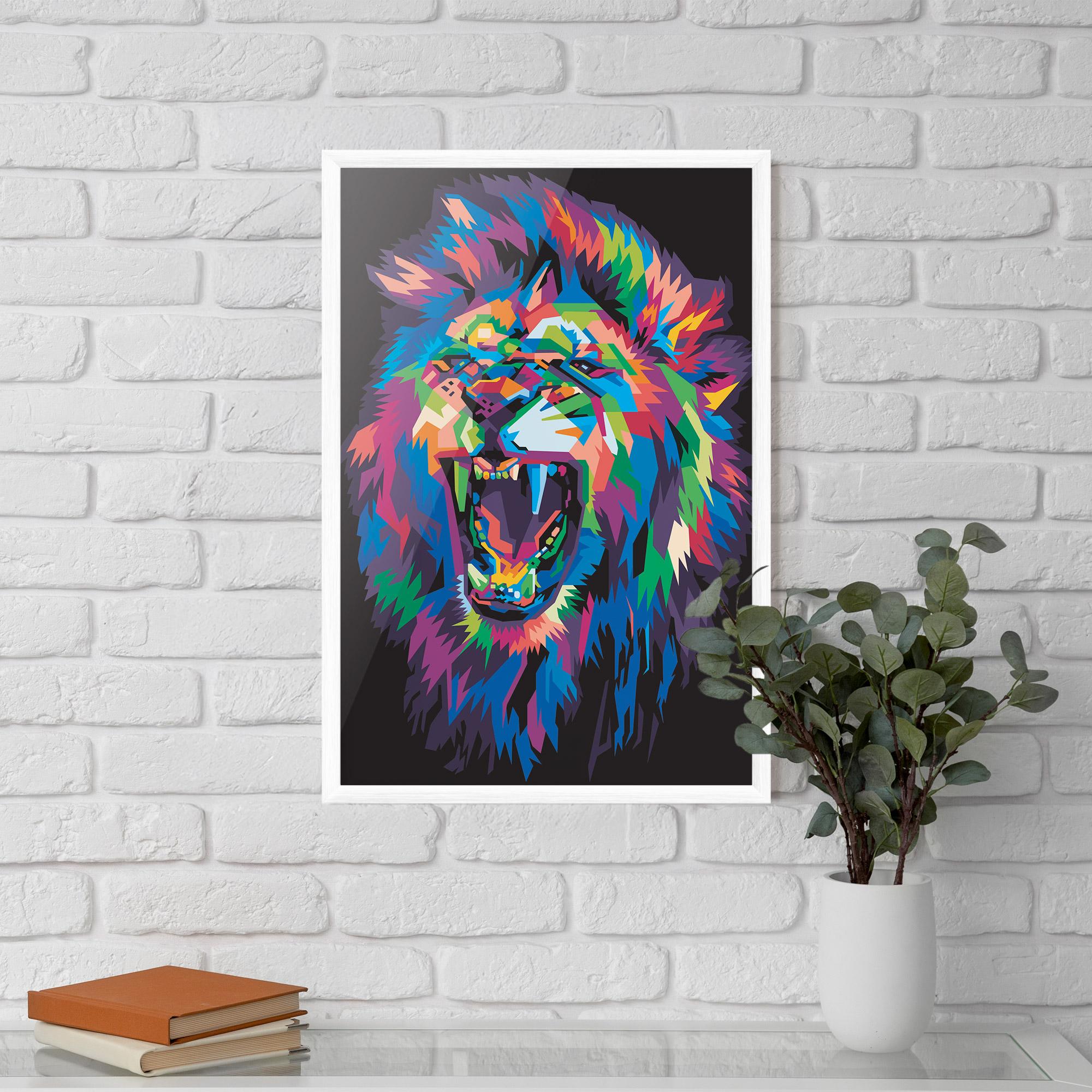 Plakat w Ramie Colorful Lion Head mockup 5