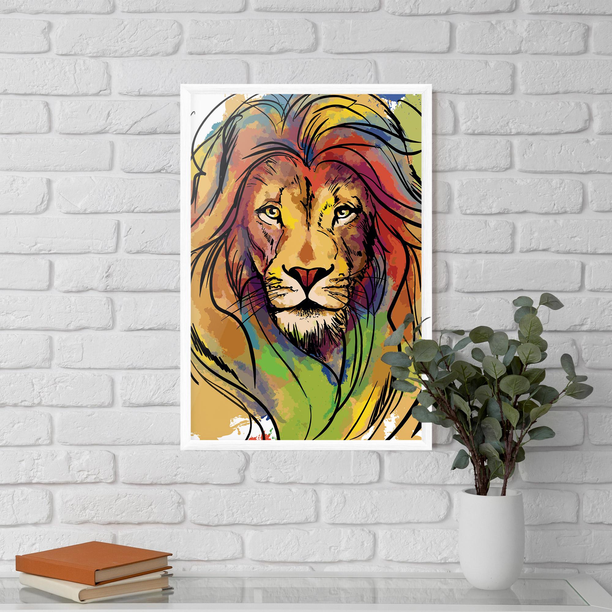 Plakat w Ramie Drawn Lion mockup 5