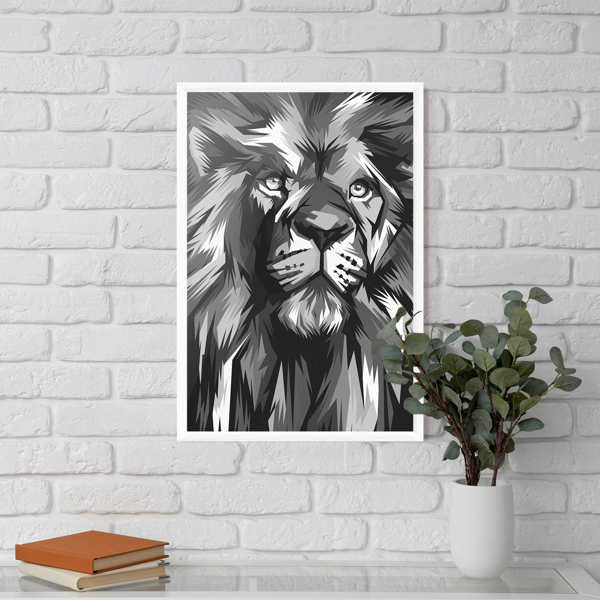 Plakat w Ramie Grey Head Lion mockup 5