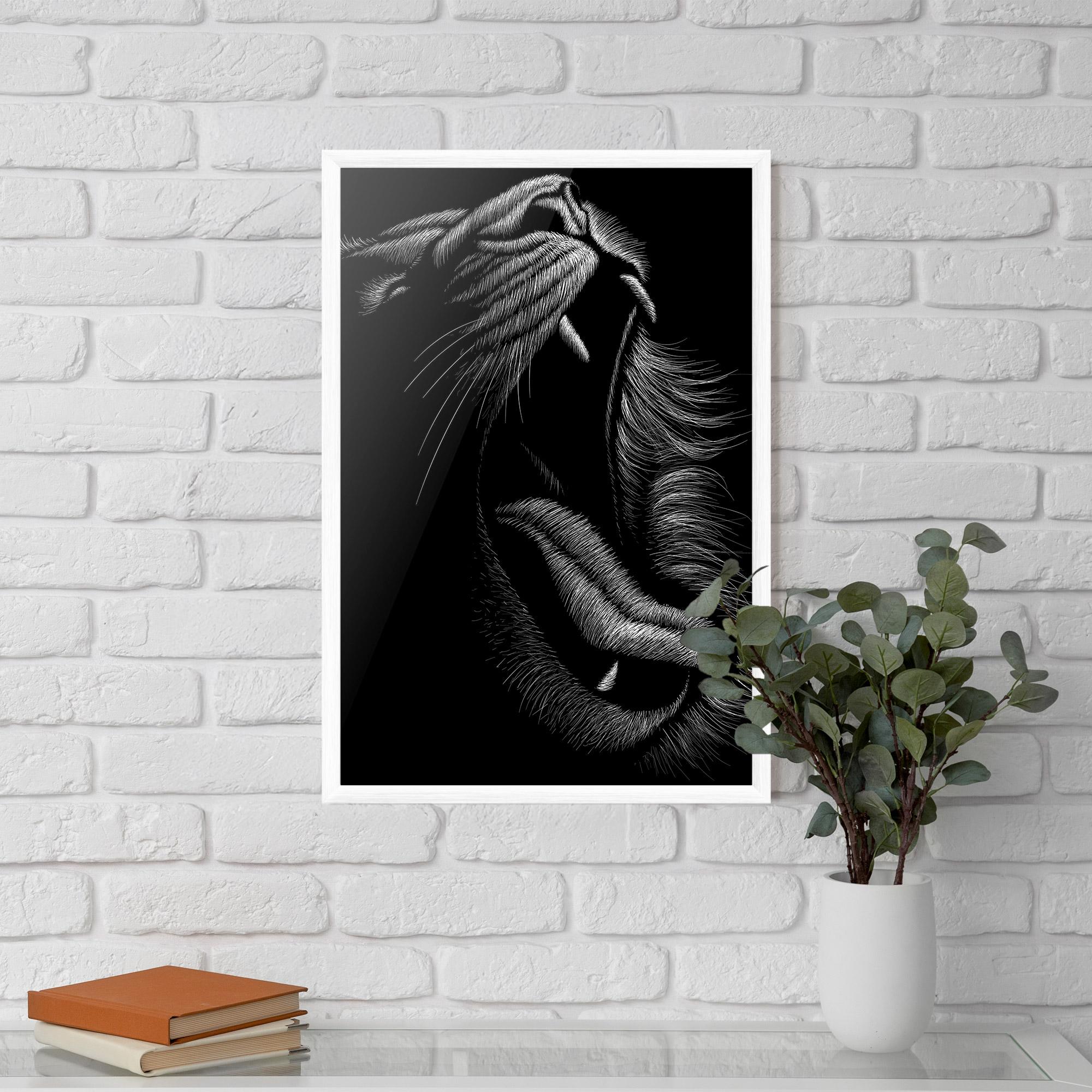 Plakat w Ramie Lion Bite Line mockup 5