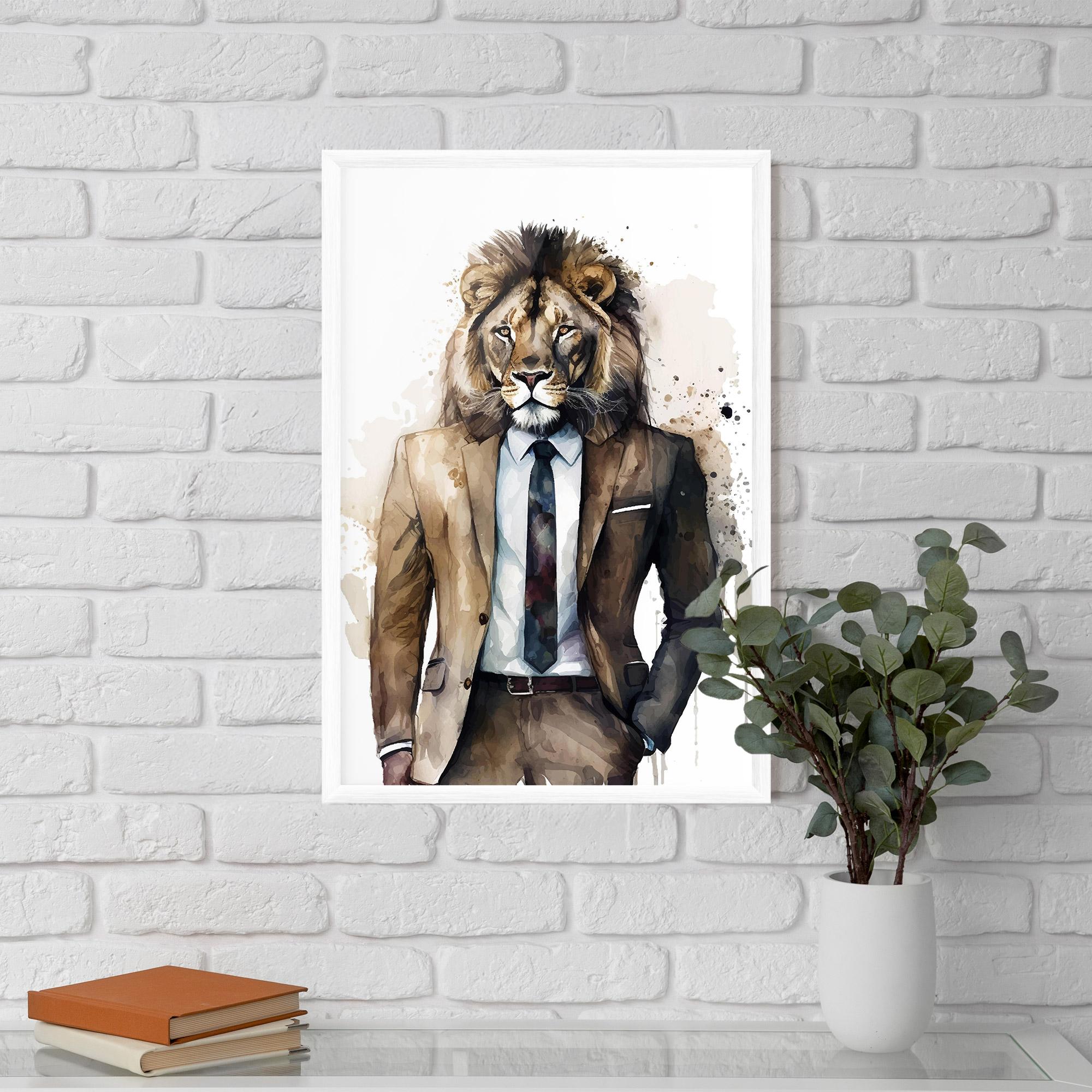 Plakat w Ramie Lion In Suit mockup 5