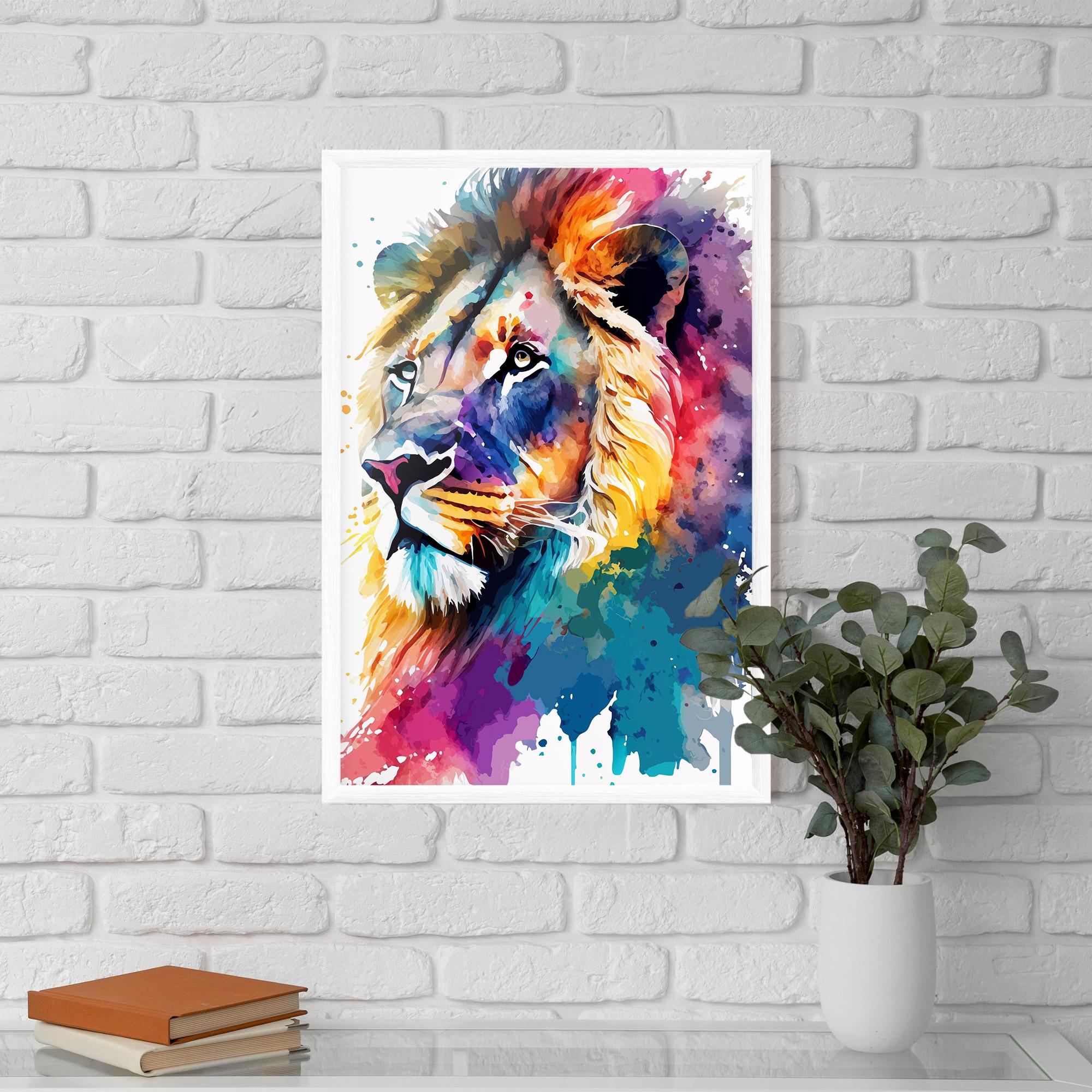 Plakat w Ramie Vibrant Color Lion mockup 5