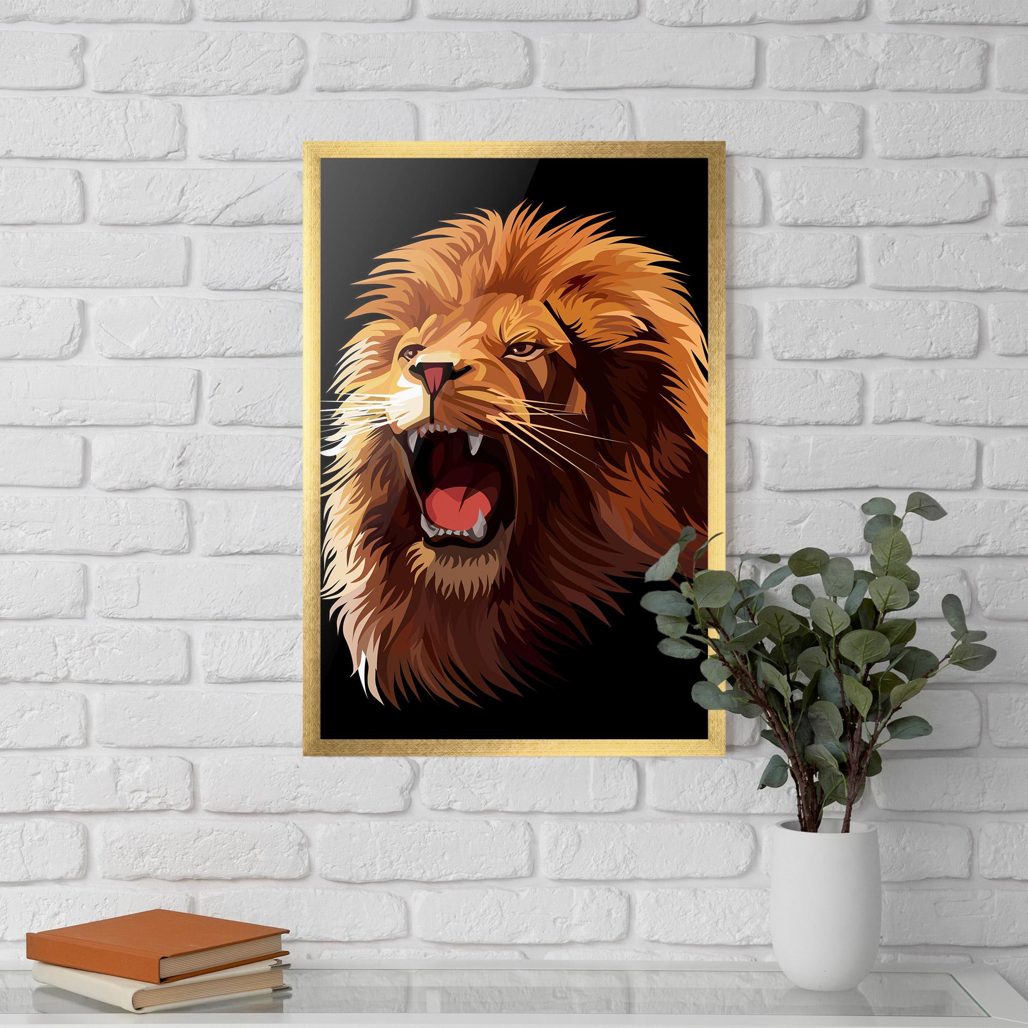 Plakat w Ramie Angry Lion Head mockup 5