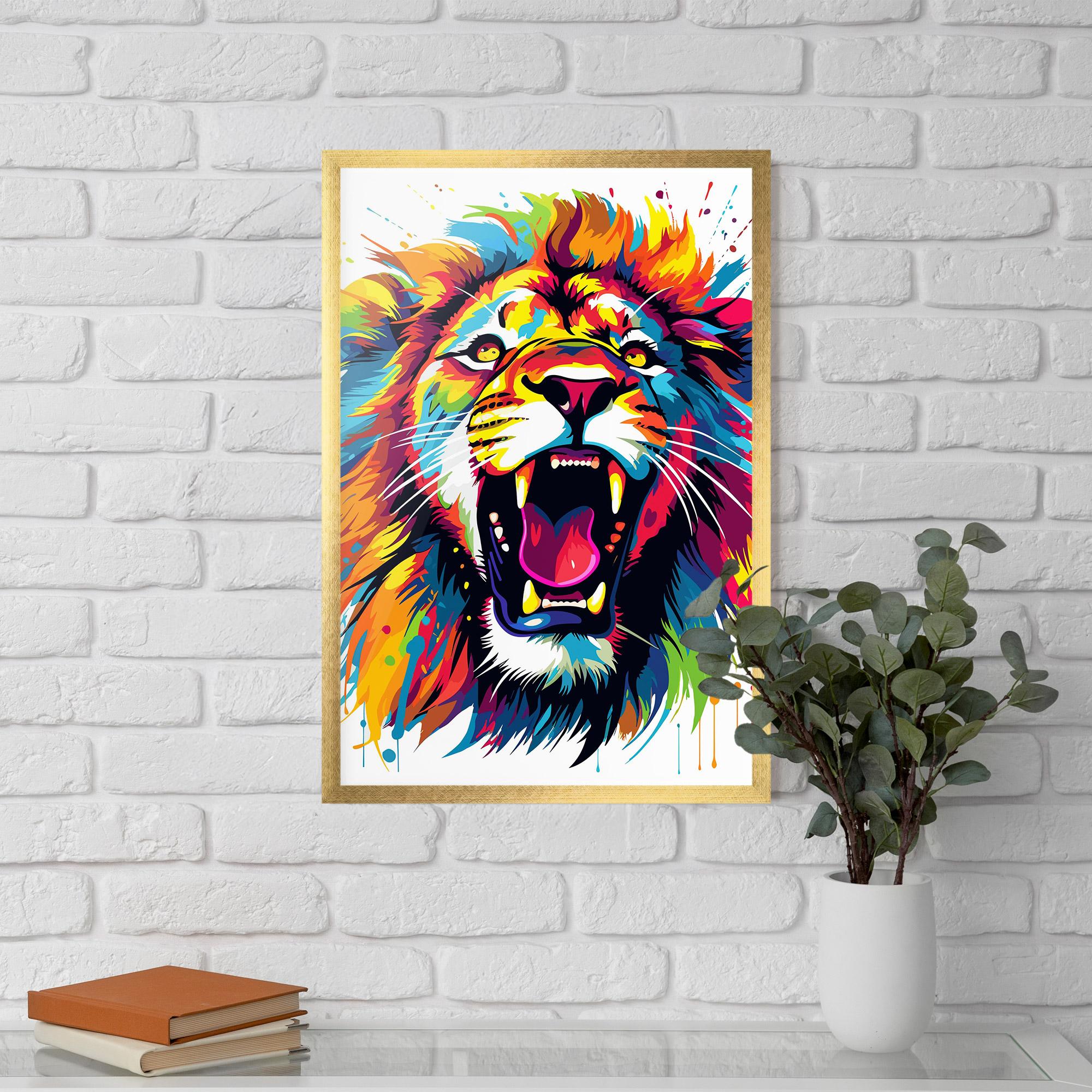 Plakat w Ramie Angry Lion Mix mockup 5