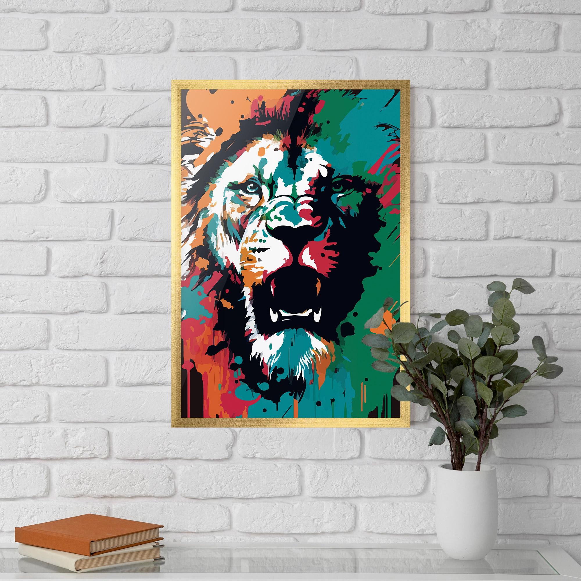Plakat w Ramie Blue Green Lion mockup 5