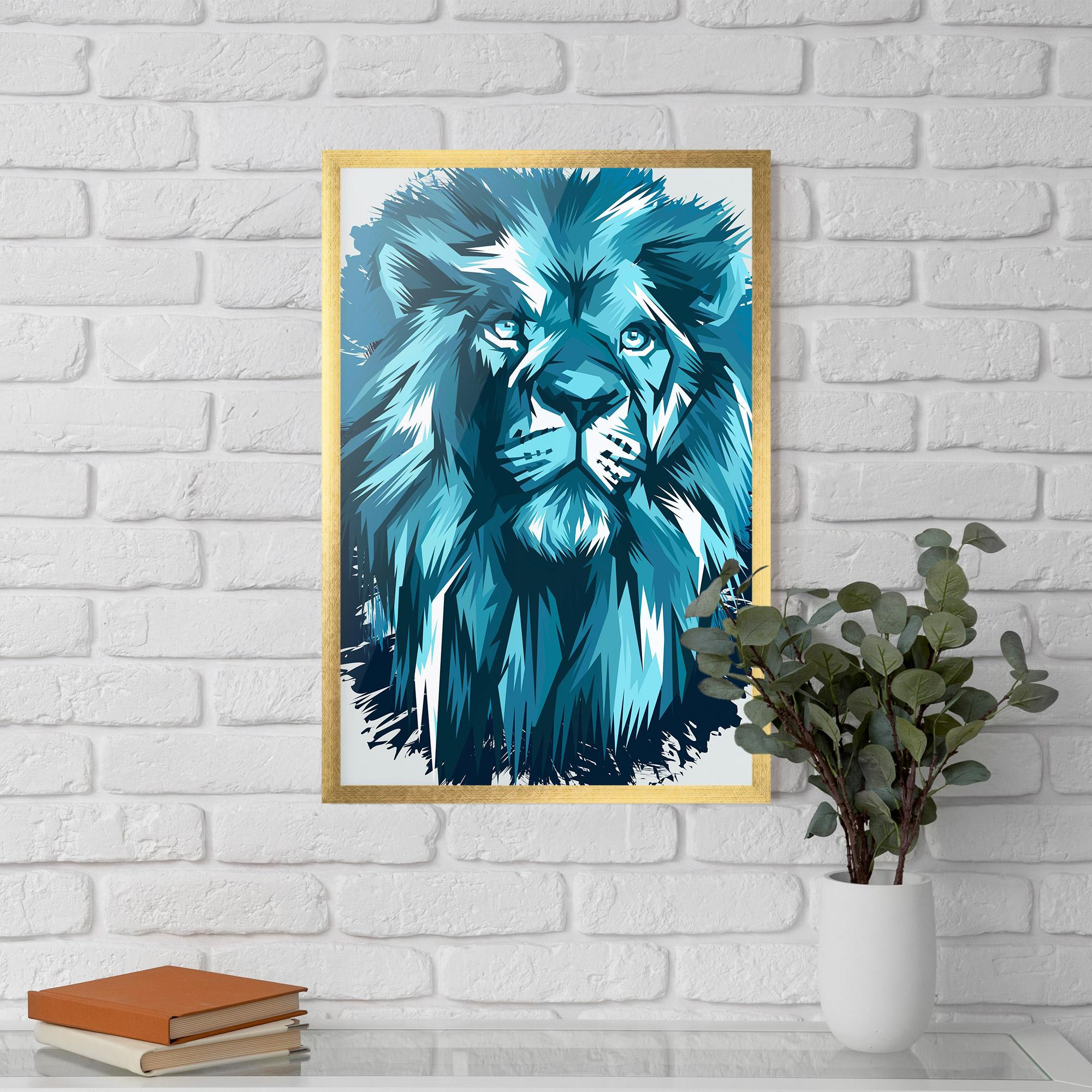 Plakat w Ramie Blue Lion Head mockup 5