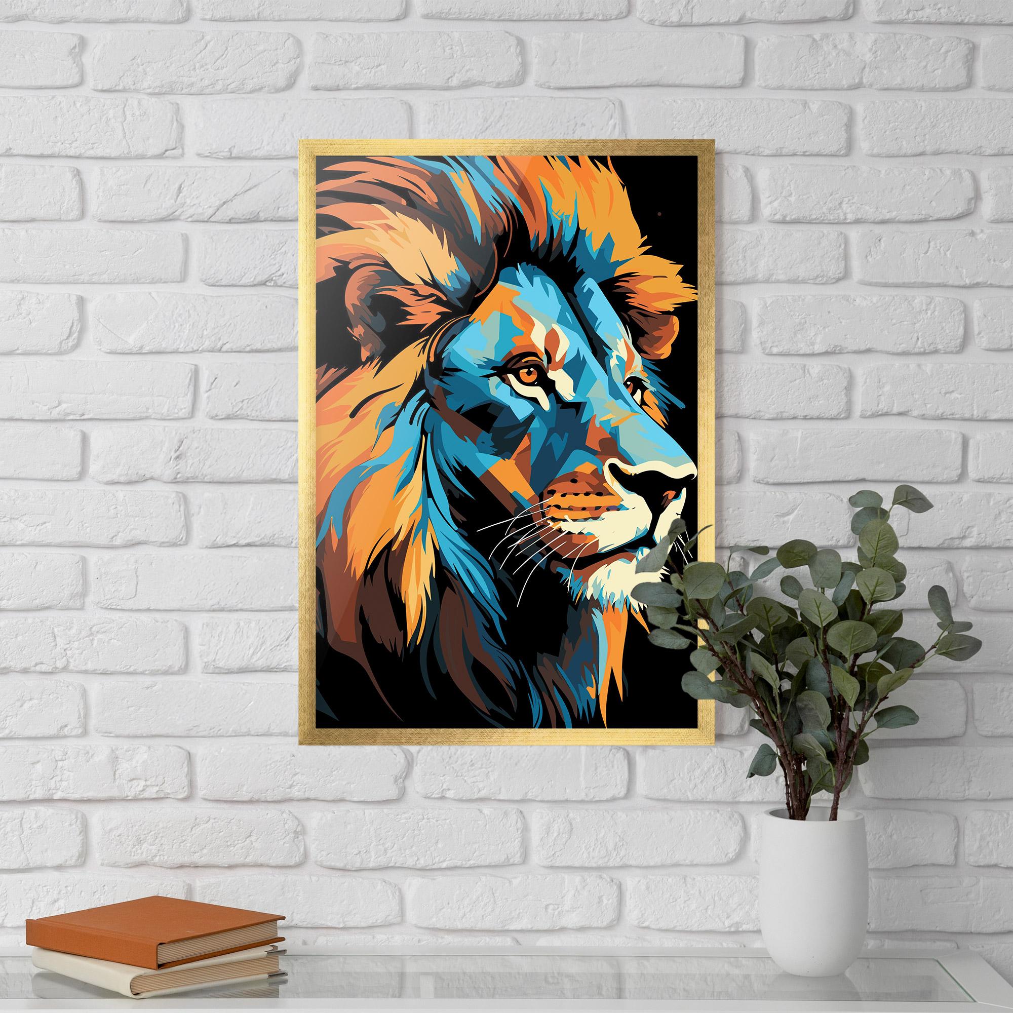 Plakat w Ramie Blue Yellow Lion mockup 5