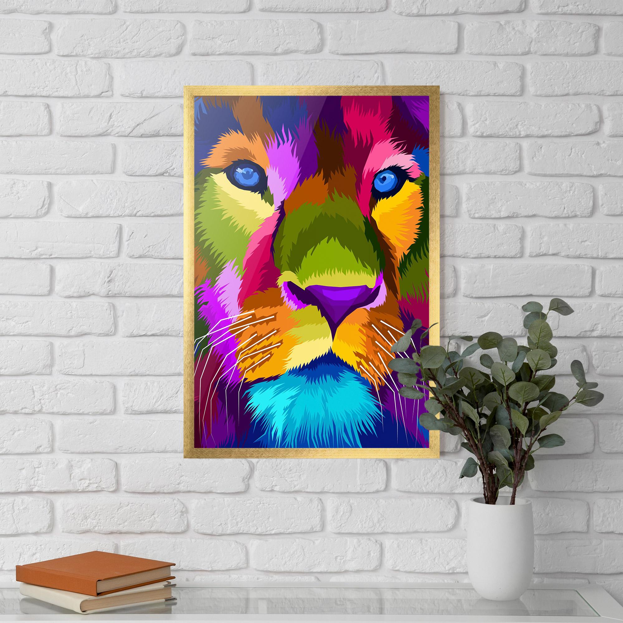 Plakat w Ramie Color Lion Close Up mockup 5
