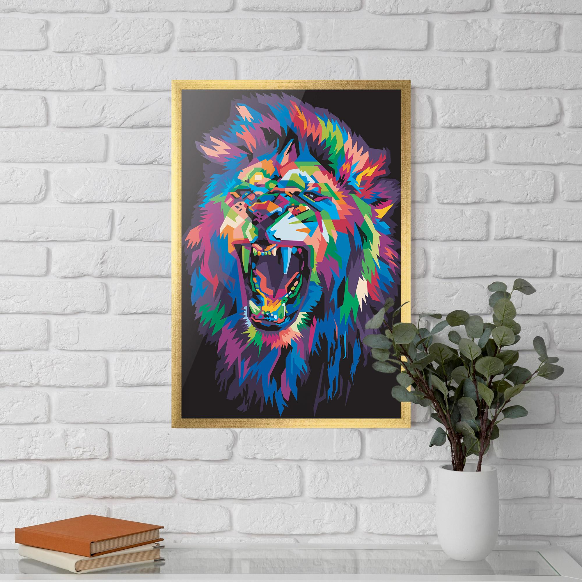 Plakat w Ramie Colorful Lion Head mockup 5