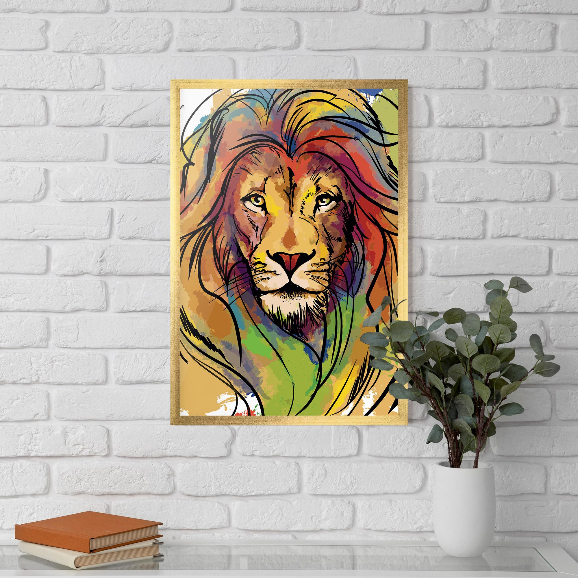 Plakat w Ramie Drawn Lion mockup 5