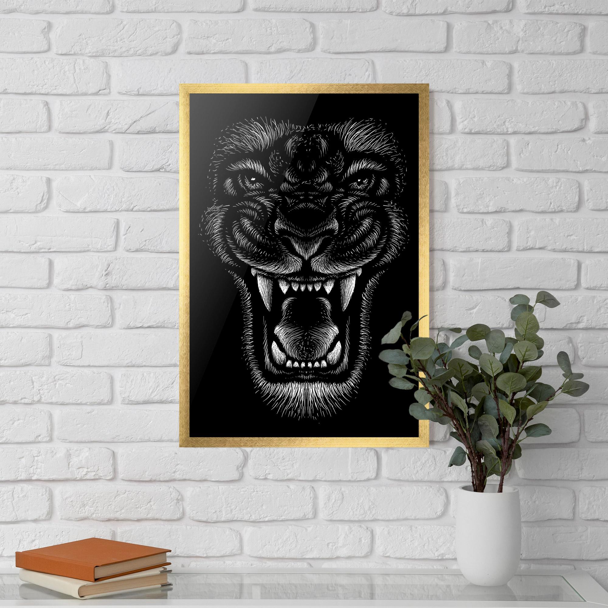 Plakat w Ramie Lion Bite mockup 5