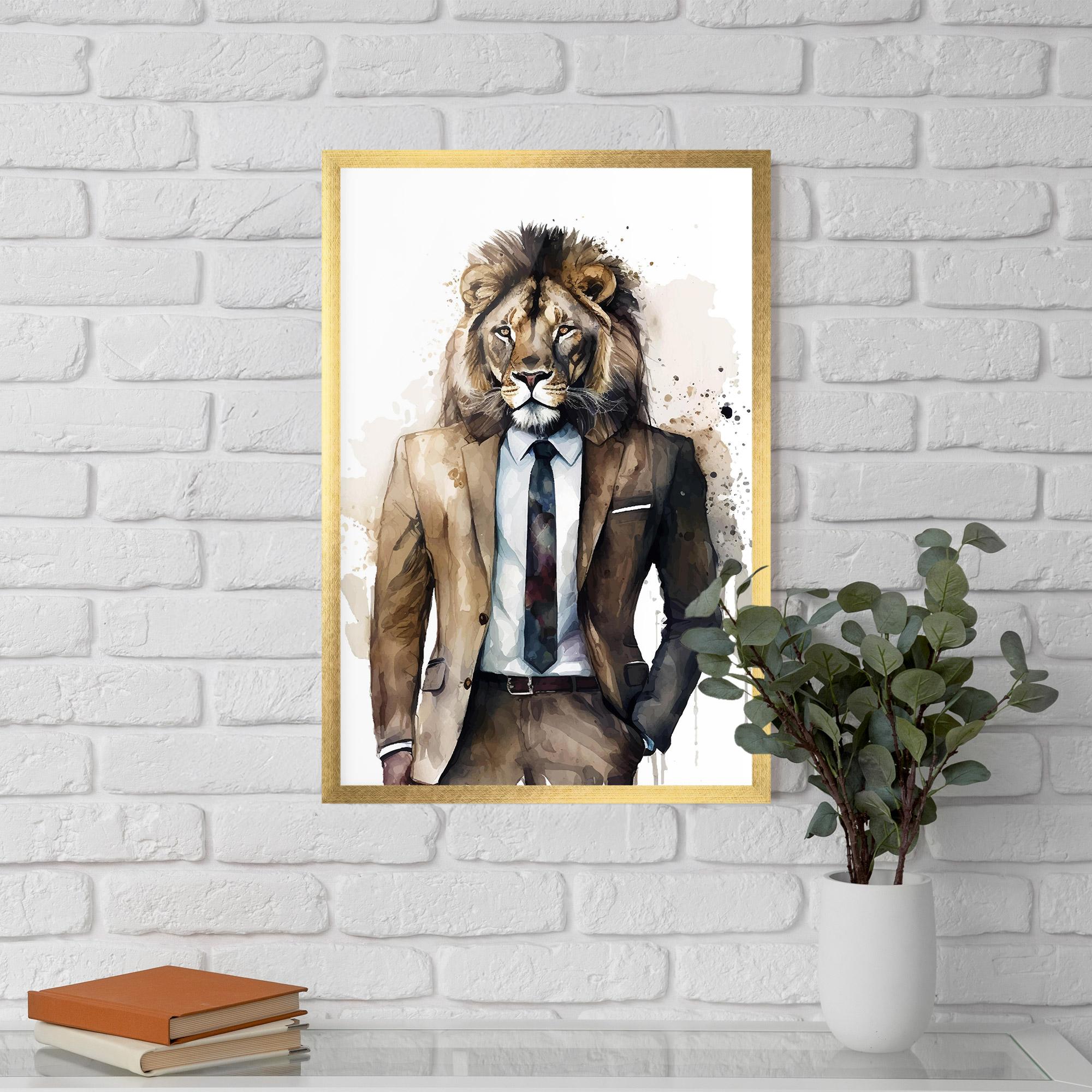 Plakat w Ramie Lion In Suit mockup 5