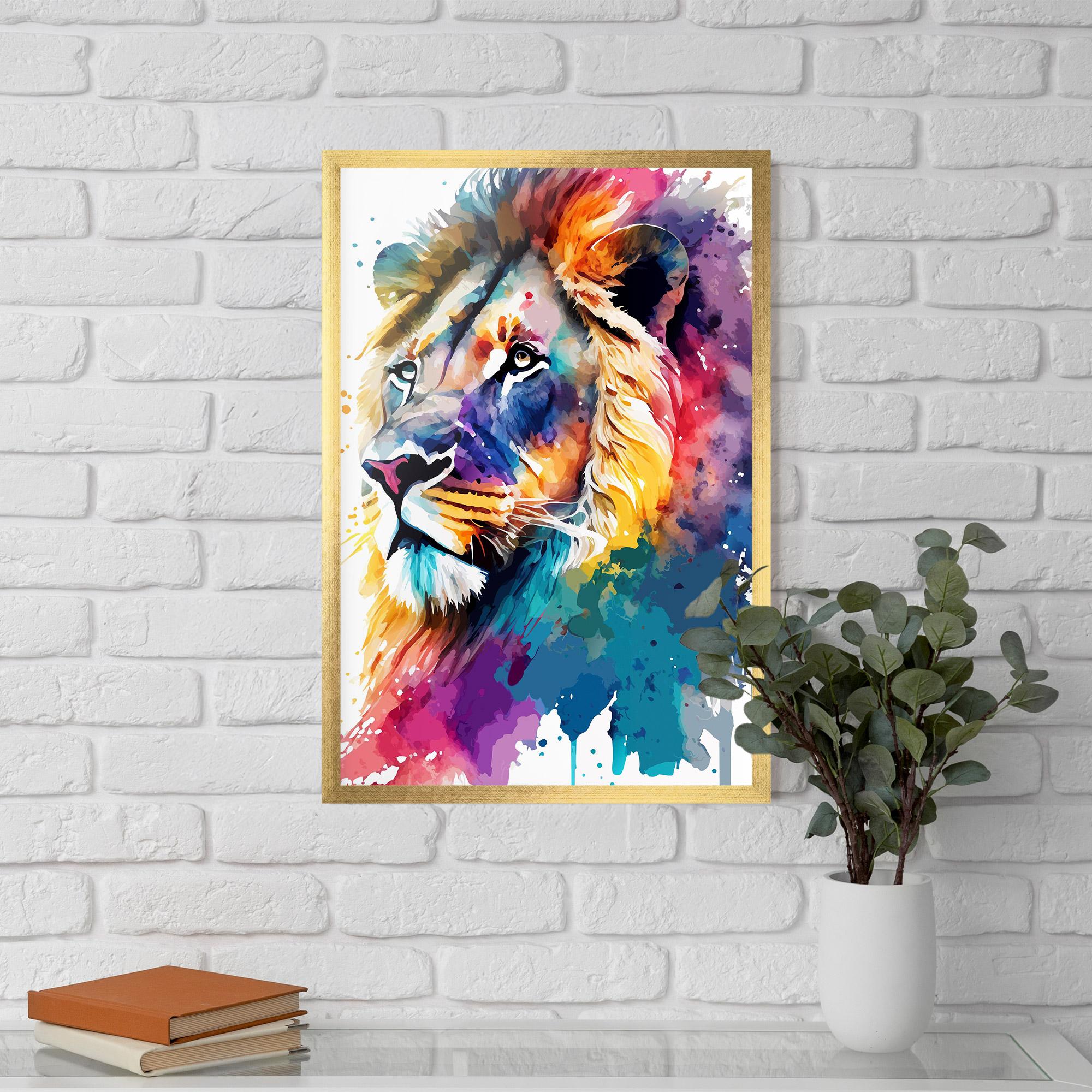 Plakat w Ramie Vibrant Color Lion mockup 5