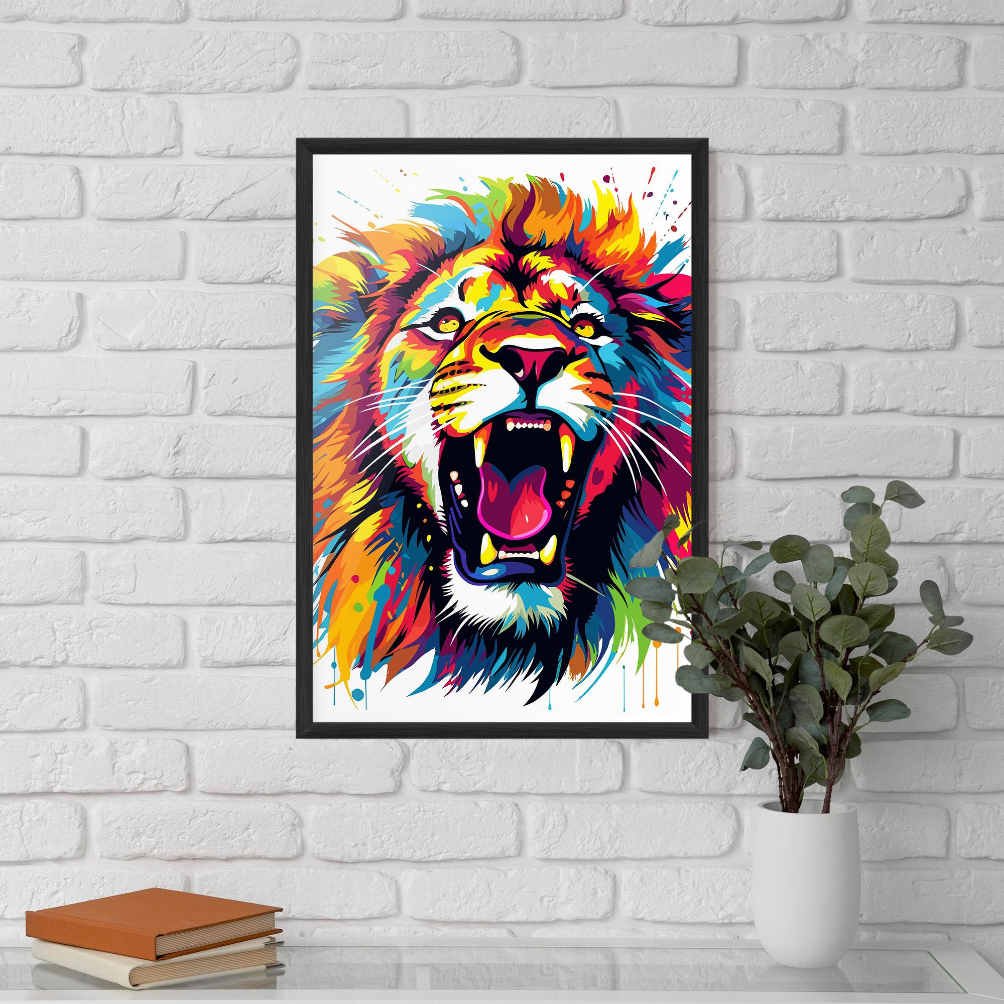 Plakat w Ramie Angry Lion Mix mockup 5