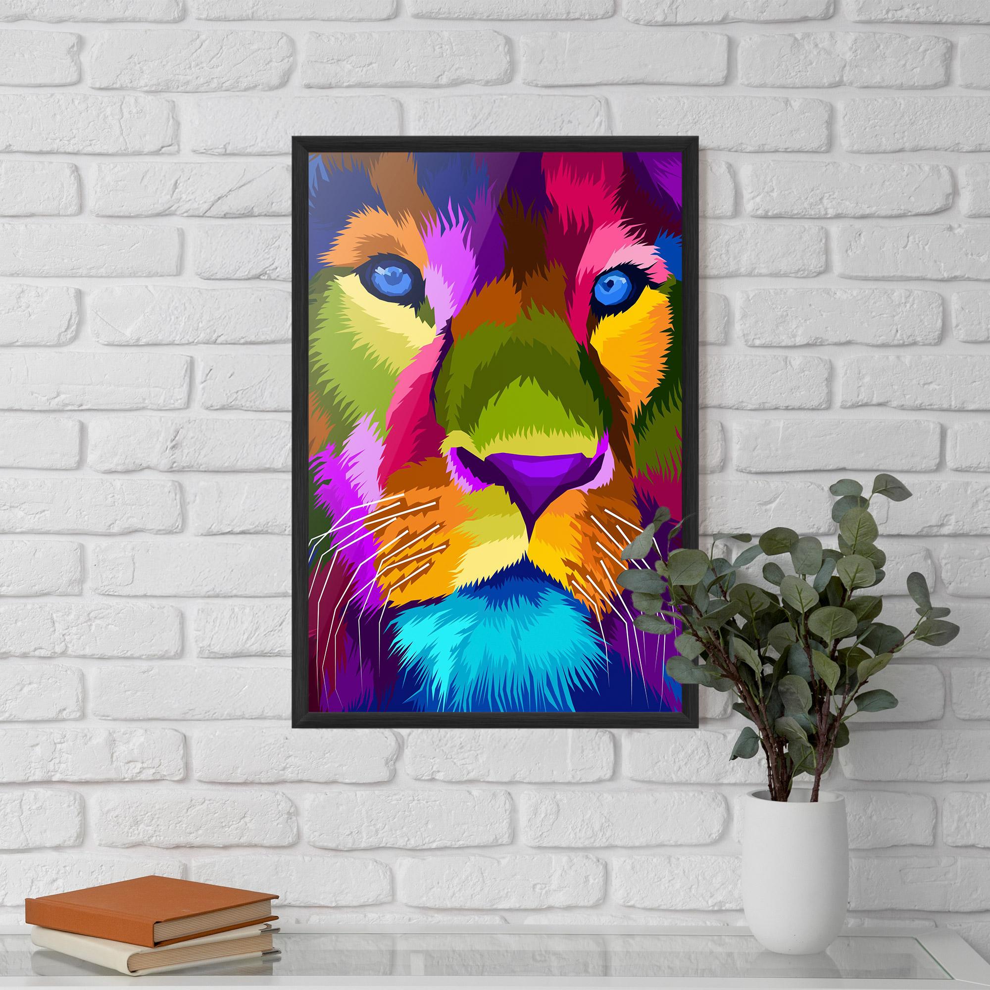 Plakat w Ramie Color Lion Close Up mockup 5