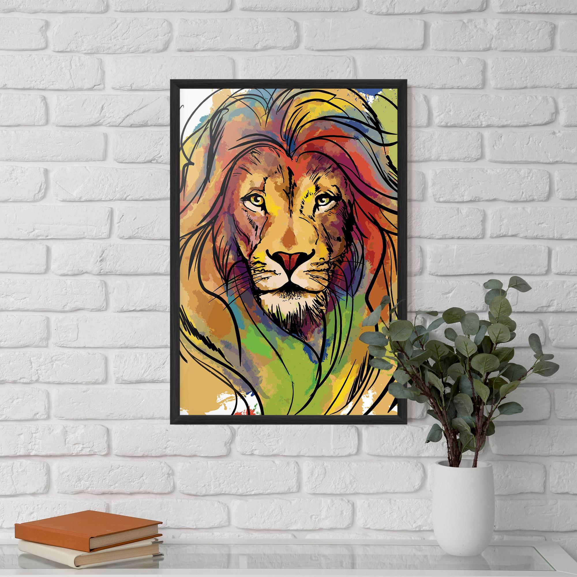 Plakat w Ramie Drawn Lion mockup 5