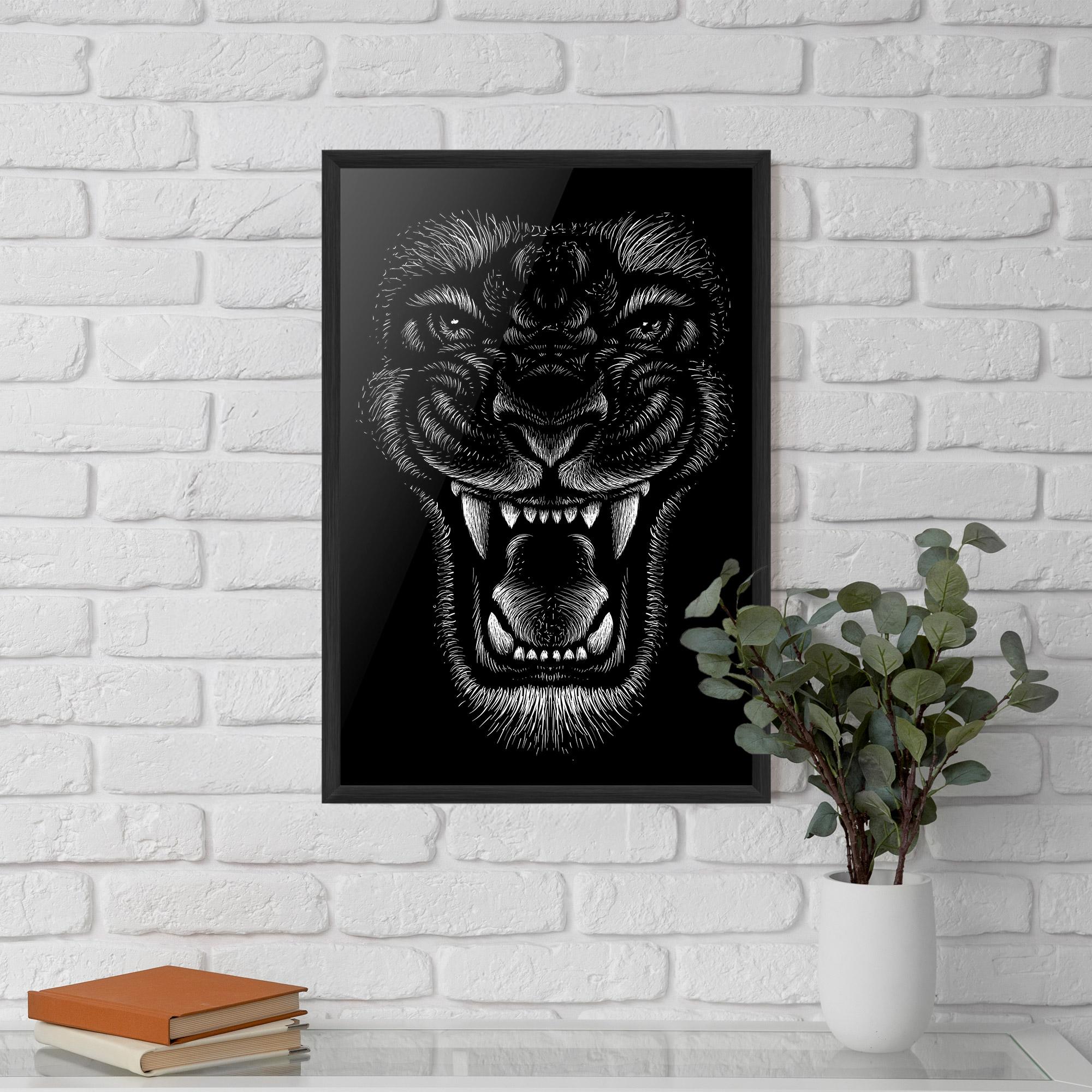 Plakat w Ramie Lion Bite mockup 5