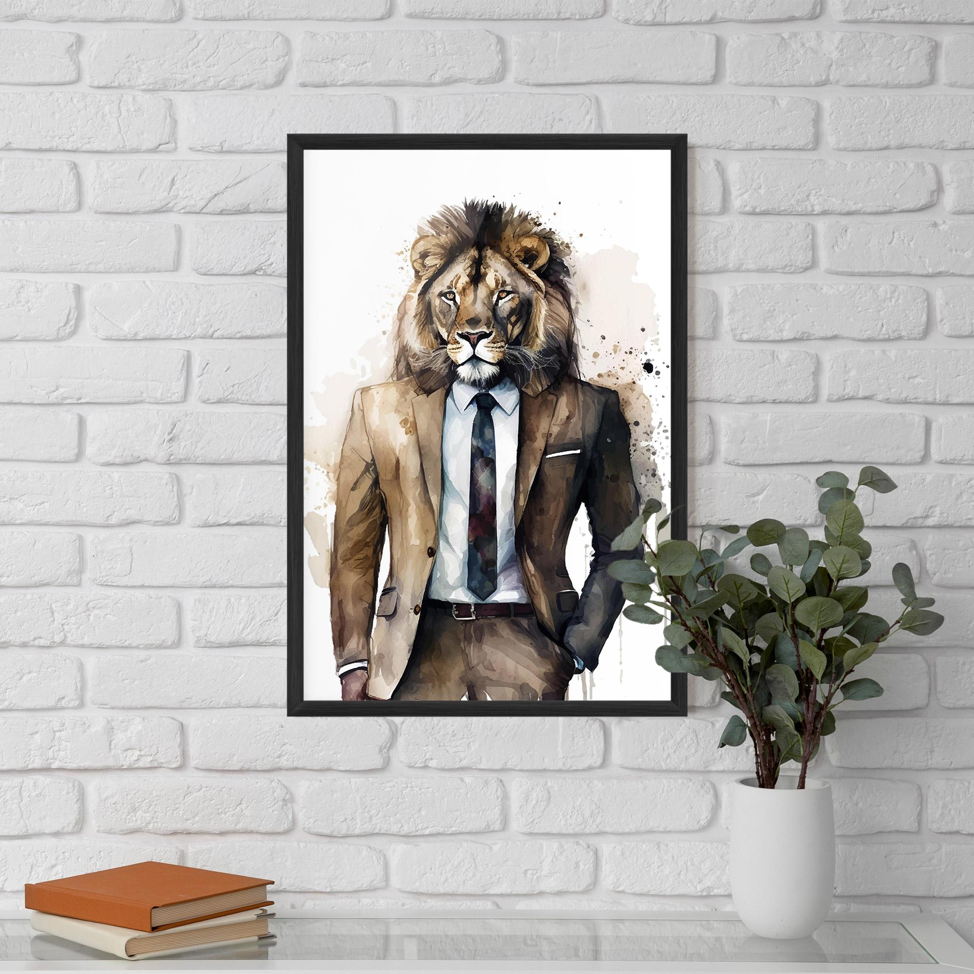 Plakat w Ramie Lion In Suit mockup 5