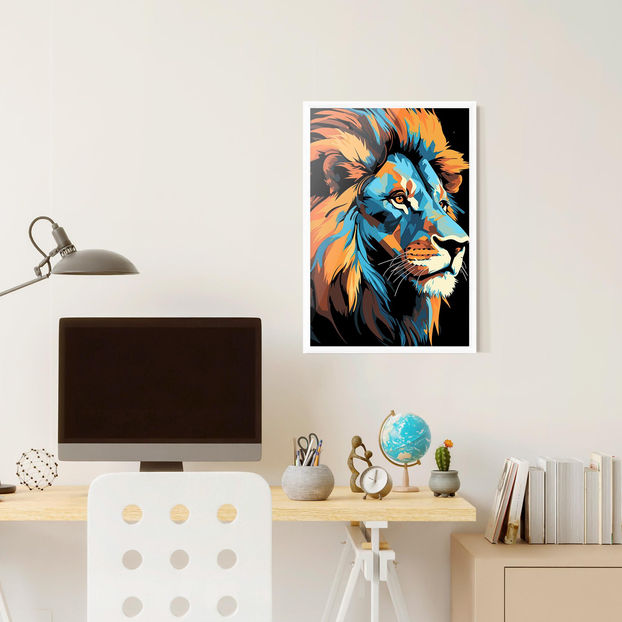 Plakat w Ramie Blue Yellow Lion mockup 6