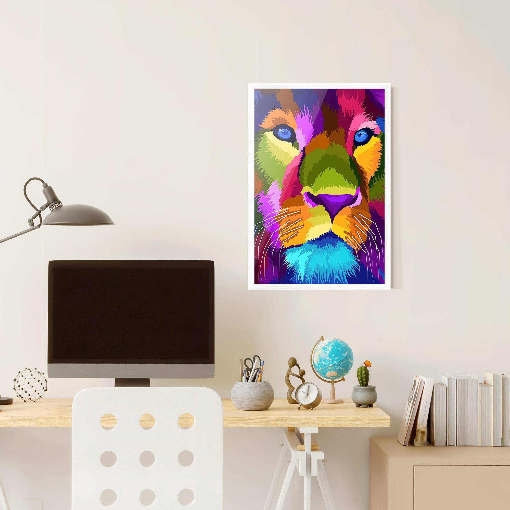 Plakat w Ramie Color Lion Close Up mockup 6