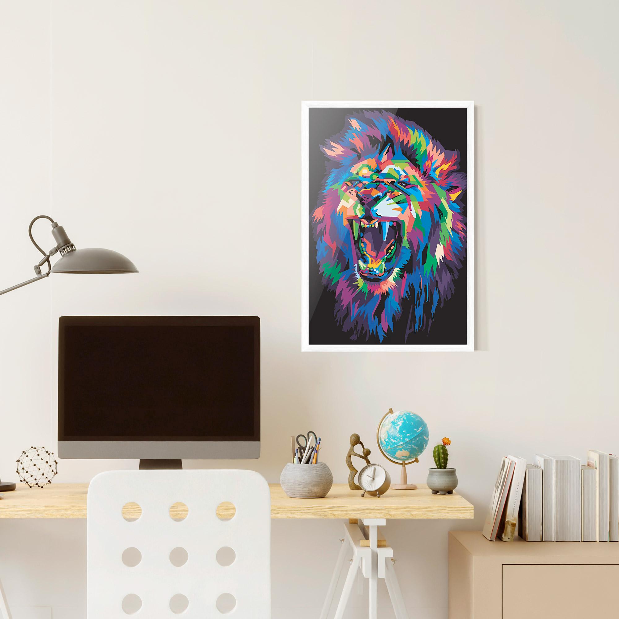 Plakat w Ramie Colorful Lion Head mockup 6