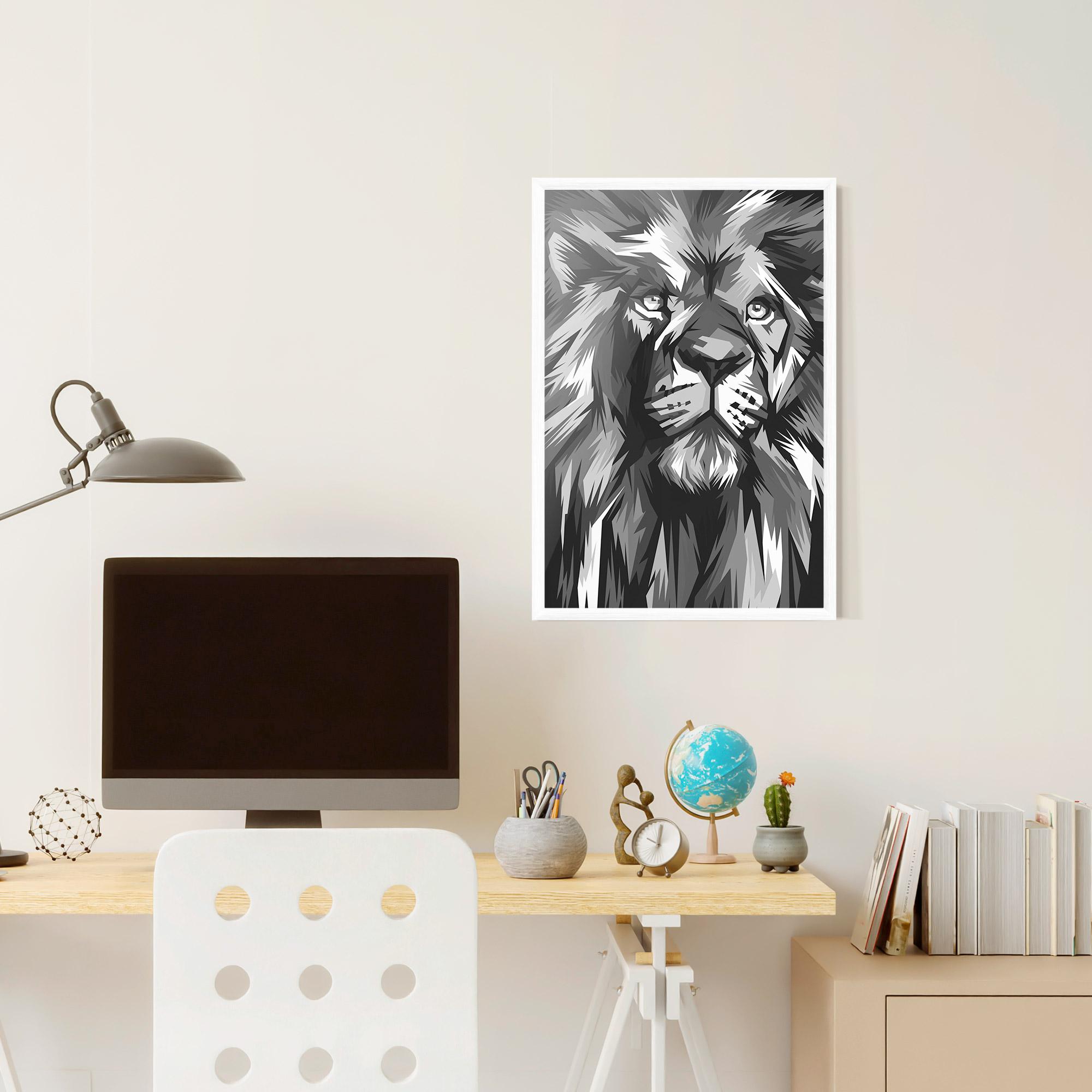 Plakat w Ramie Grey Head Lion mockup 6