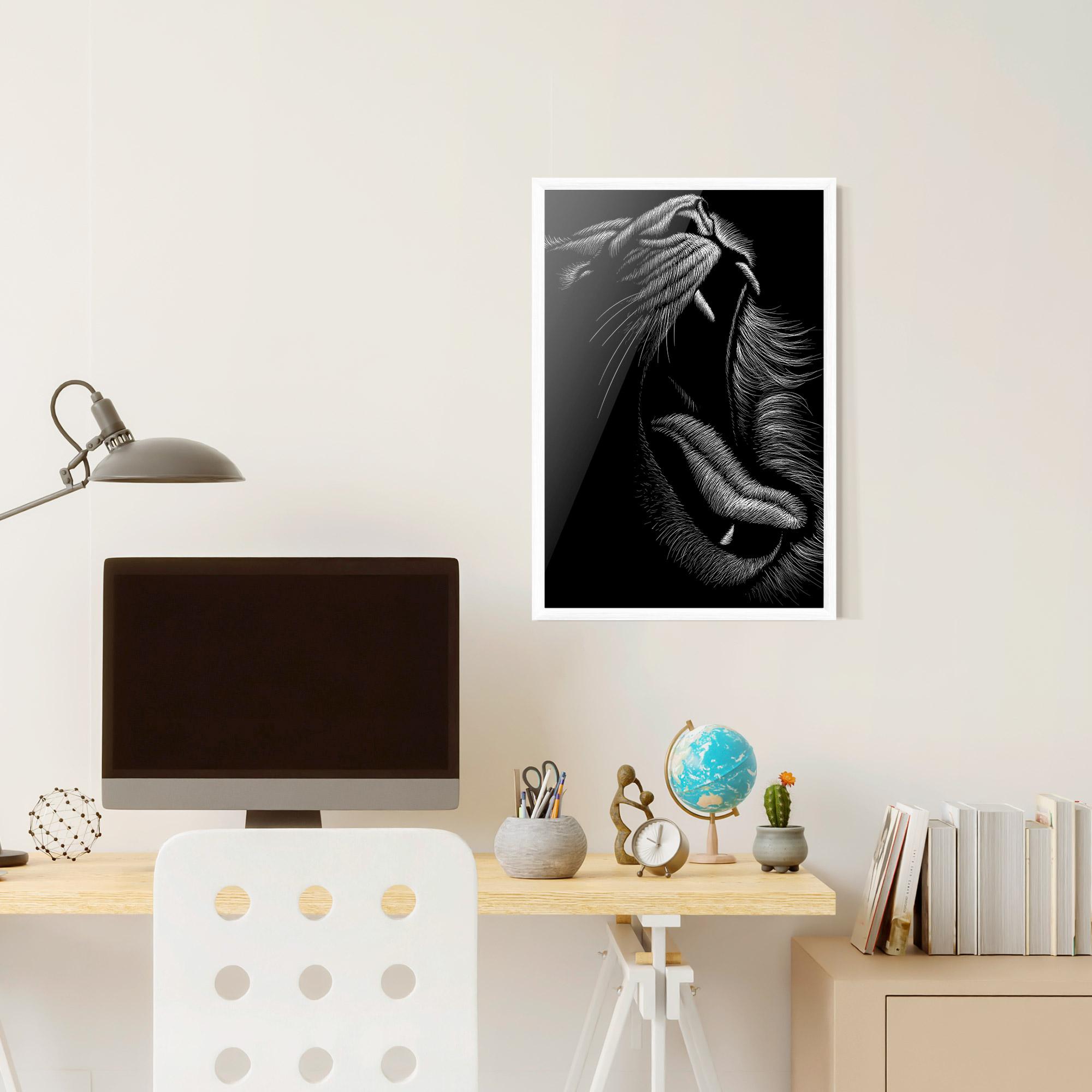 Plakat w Ramie Lion Bite Line mockup 6