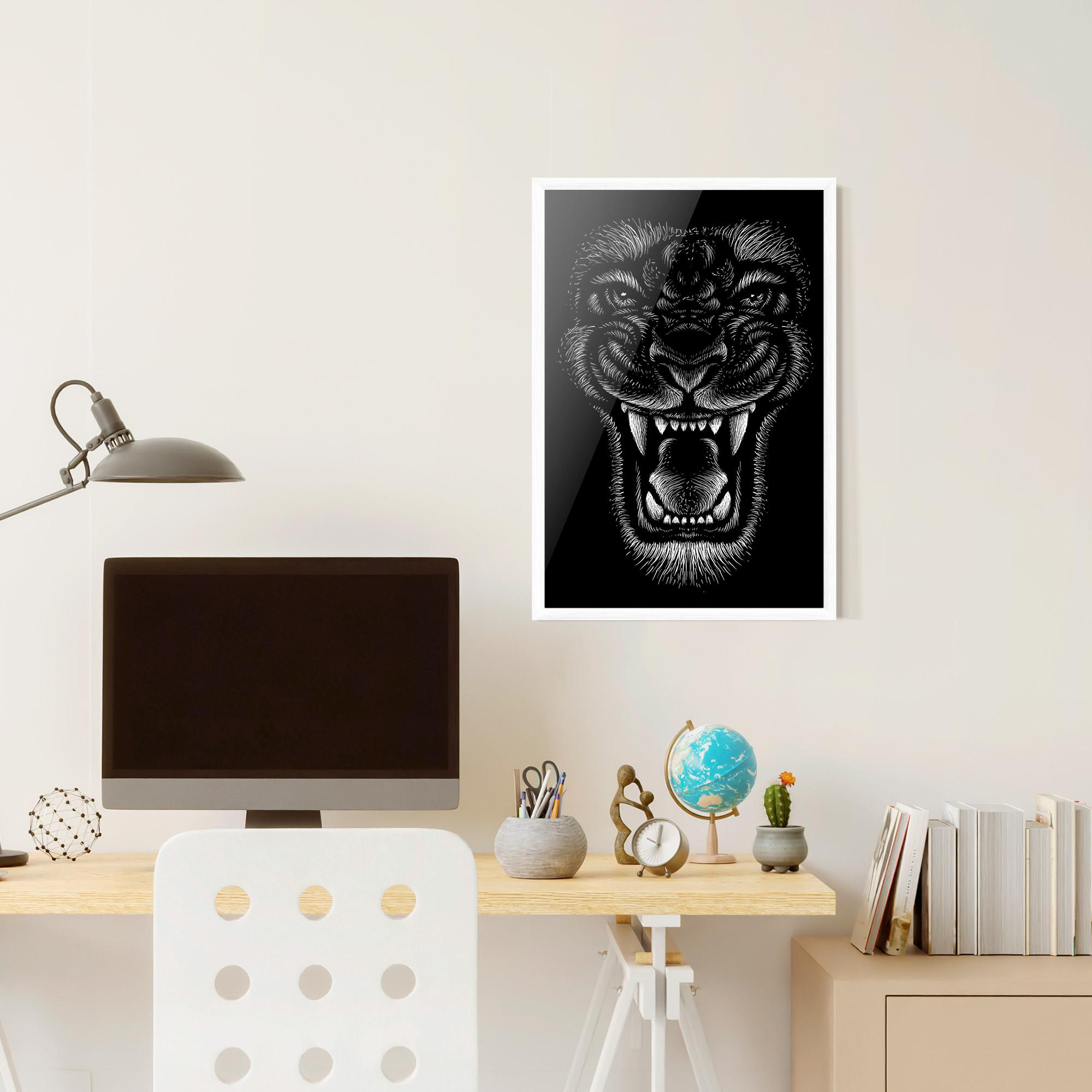 Plakat w Ramie Lion Bite mockup 6