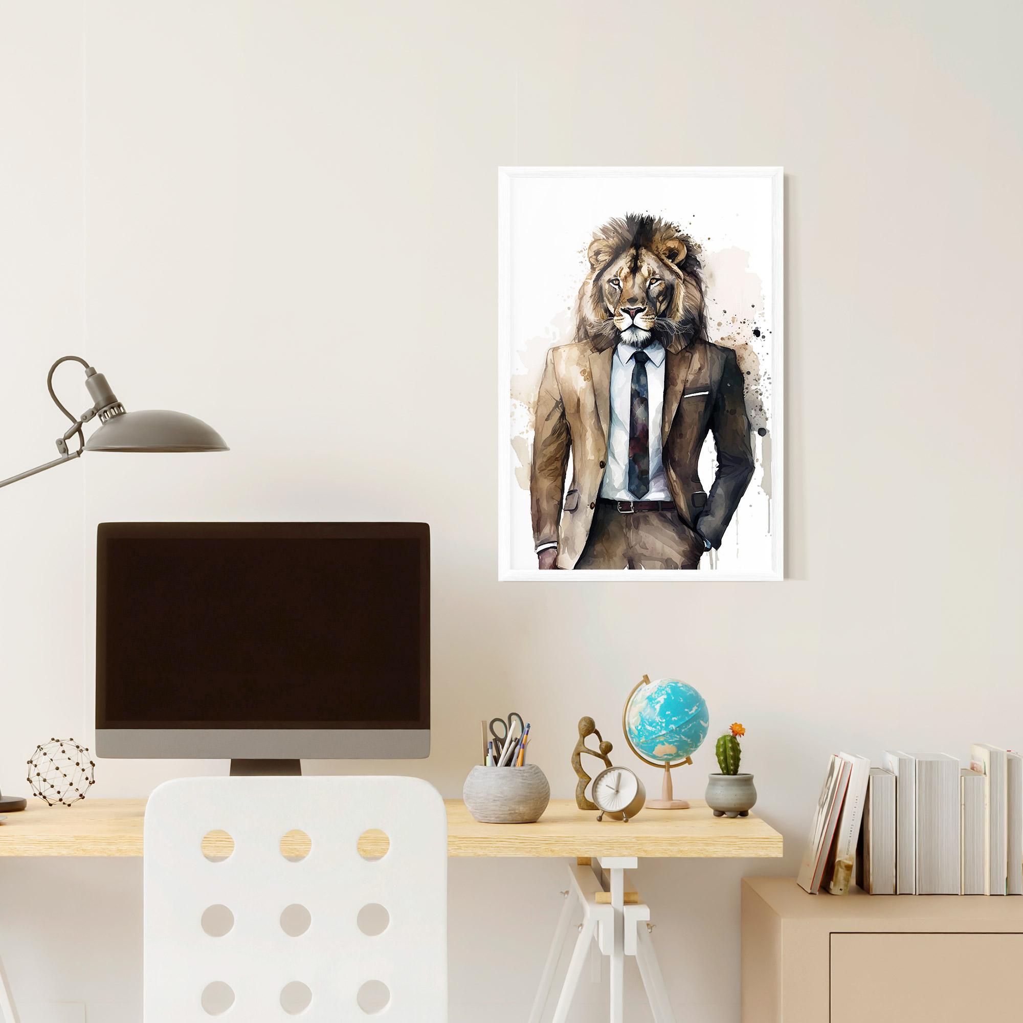Plakat w Ramie Lion In Suit mockup 6